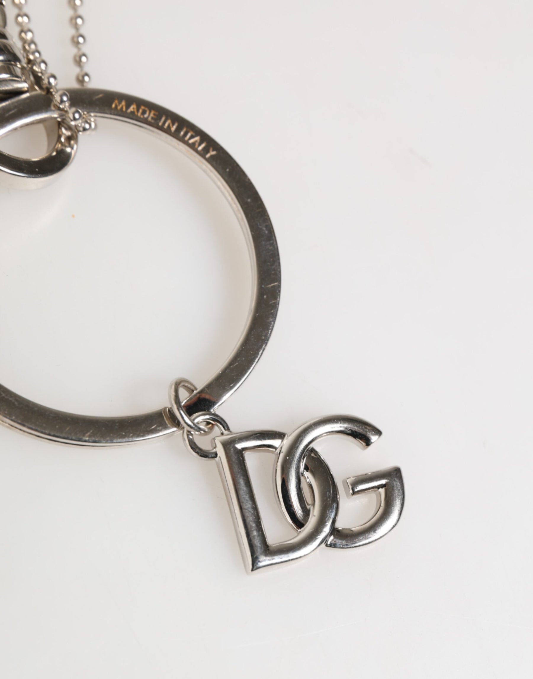 Dolce & Gabbana Silver DG Logo Key Holder Keychain Bag Charm Keyring | Regal Royce