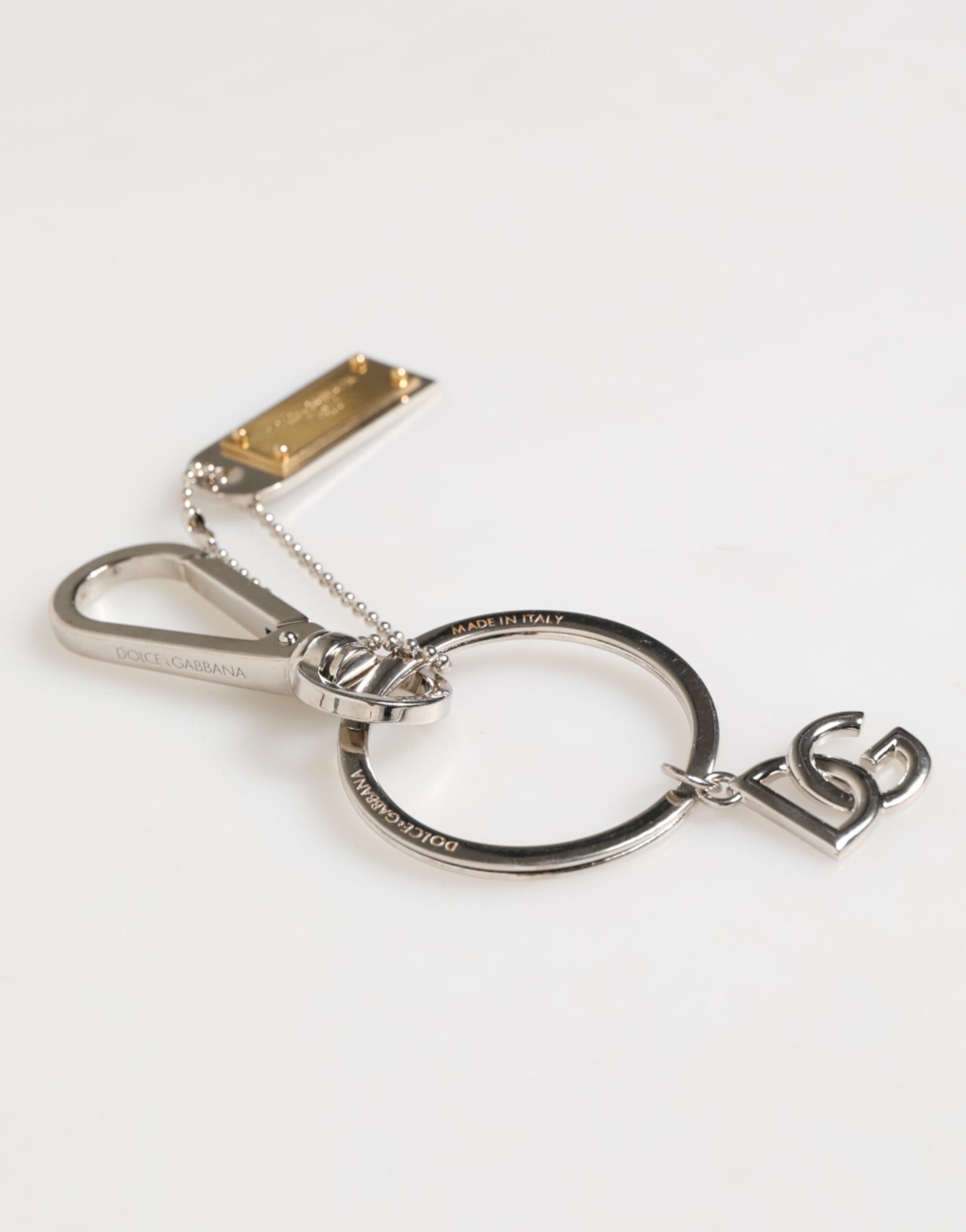 Dolce & Gabbana Silver DG Logo Key Holder Keychain Bag Charm Keyring | Regal Royce