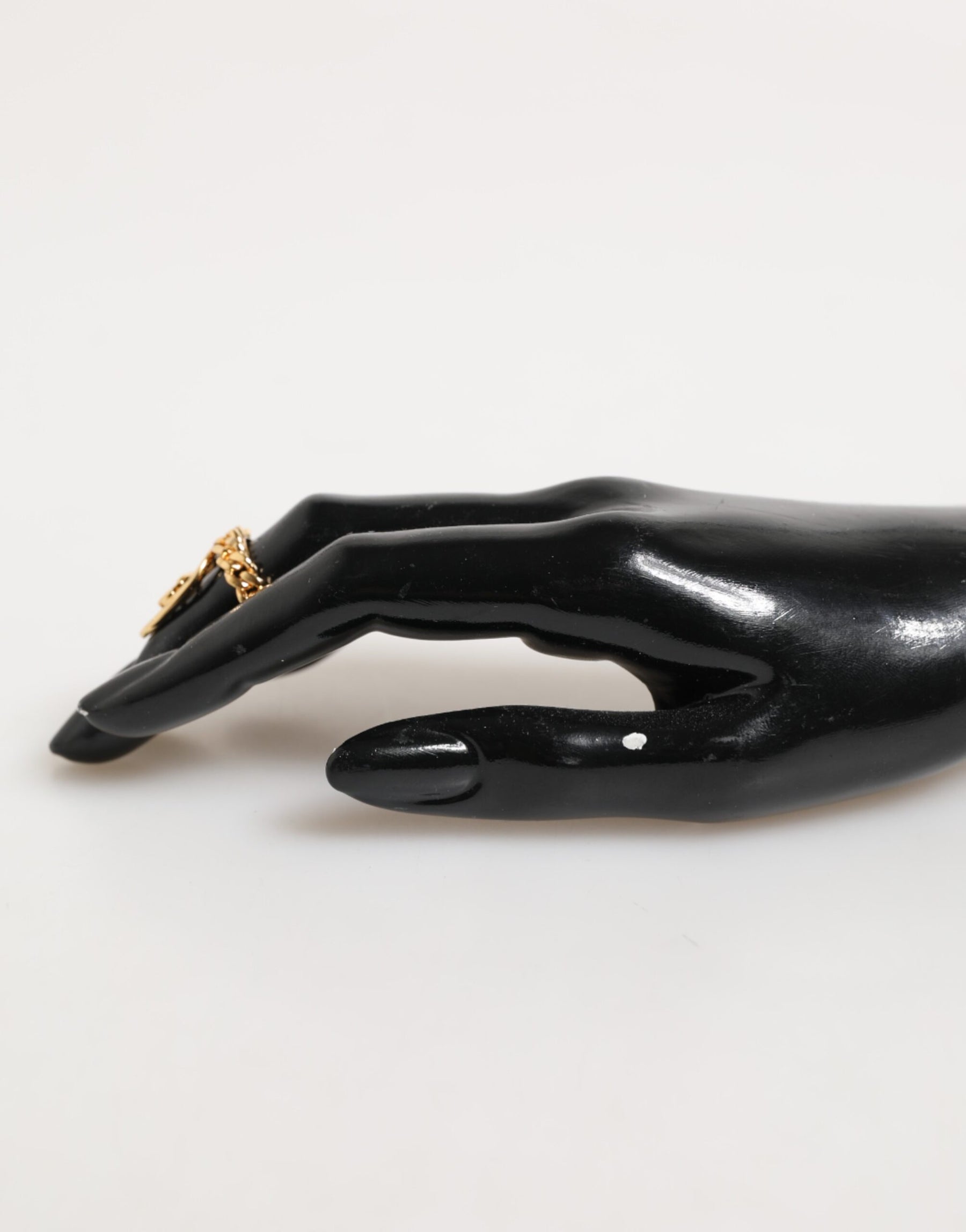 Dolce & Gabbana Gold Tone Brass Oval DG Logo Chain Adjustable Ring | Regal Royce