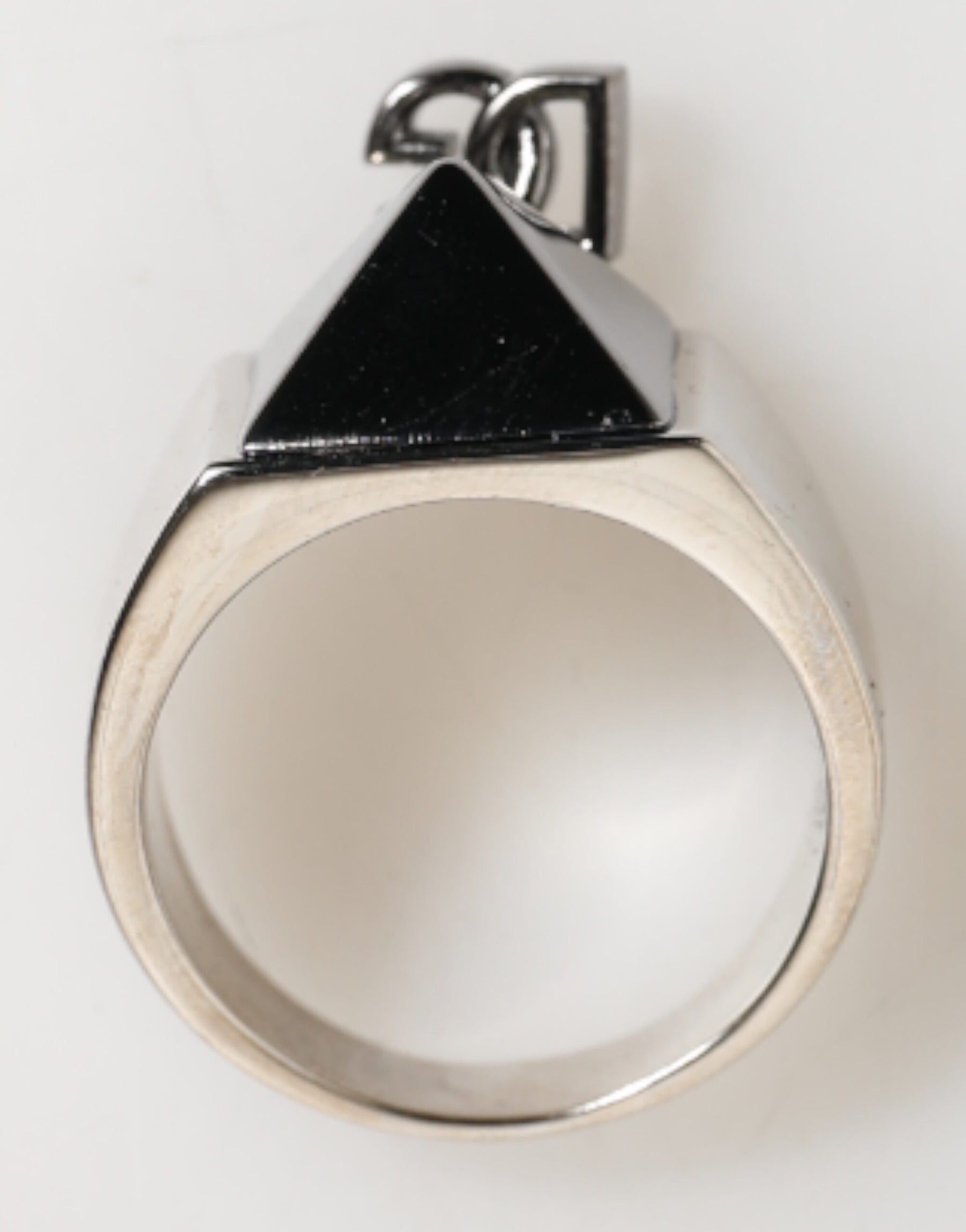 Dolce & Gabbana Silver Tone Pyramid DG Logo Real Brass Ring | Regal Royce