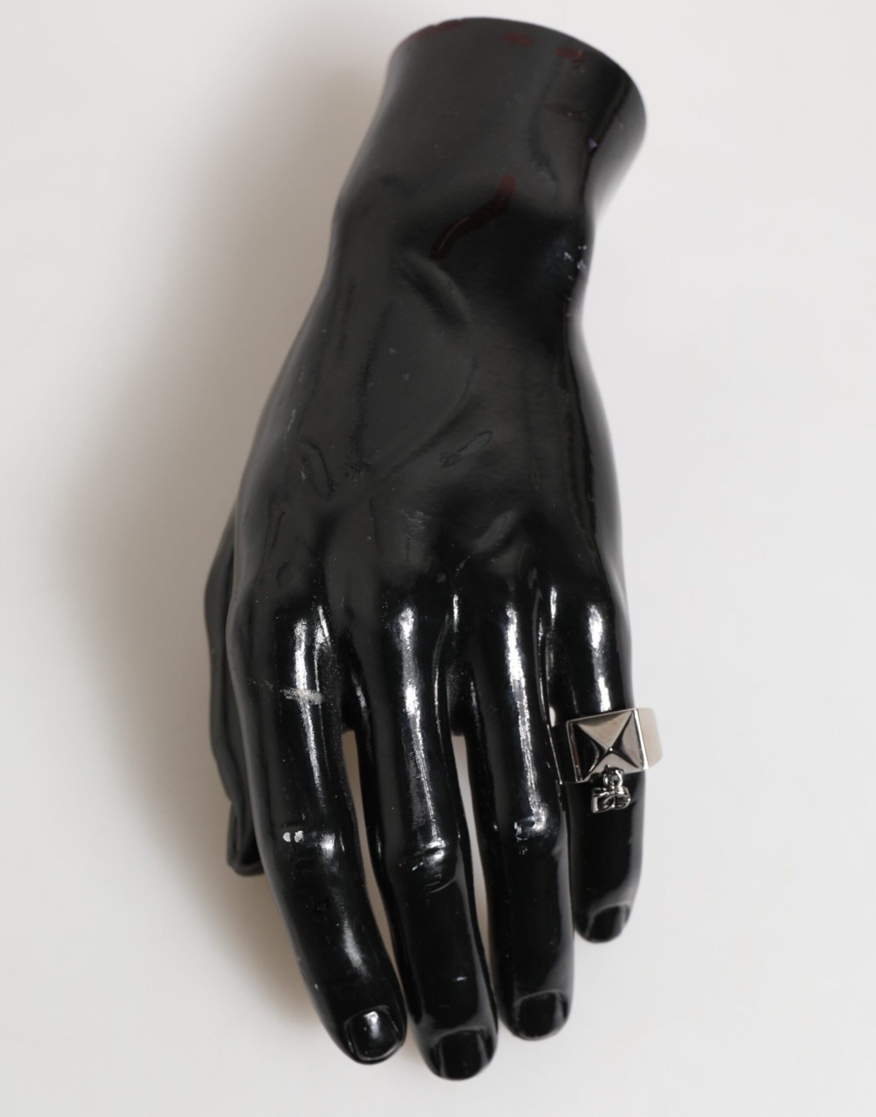 Dolce & Gabbana Silver Tone Pyramid DG Logo Real Brass Ring | Regal Royce