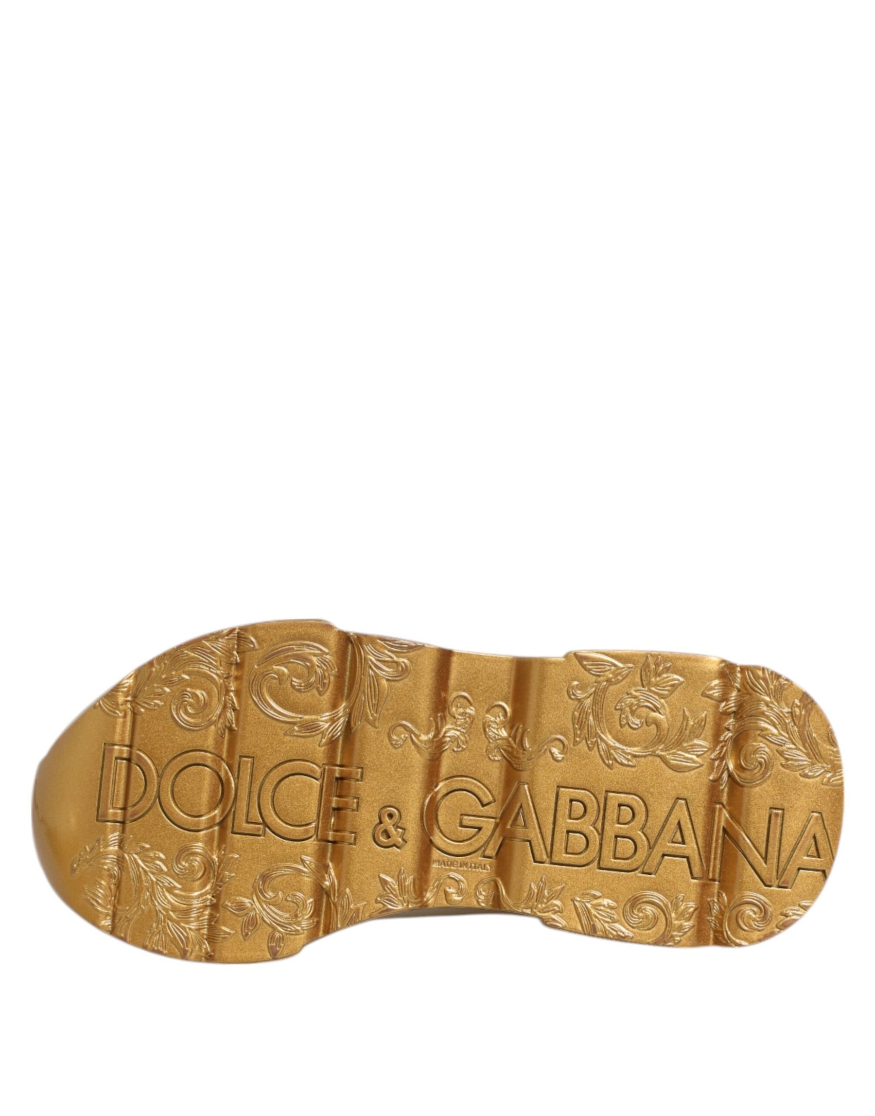 Dolce & Gabbana White Gold DAYMASTER Leather Sneakers Womens Shoes | Regal Royce