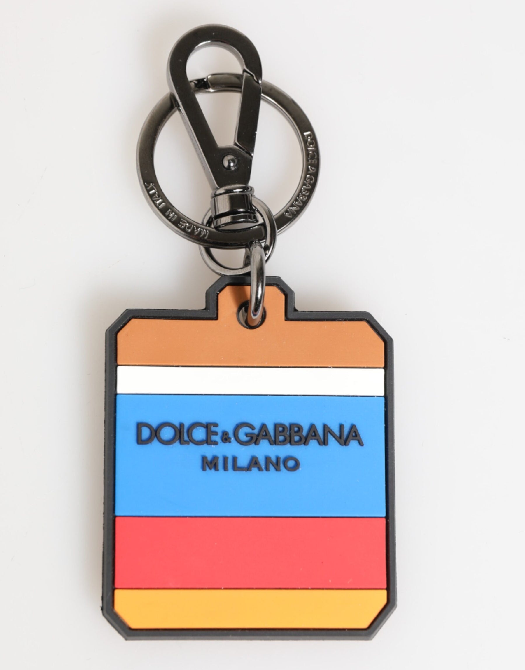 Dolce & Gabbana Multicolor DG Rubber Logo Silver Men's Keychain Keyring | Regal Royce