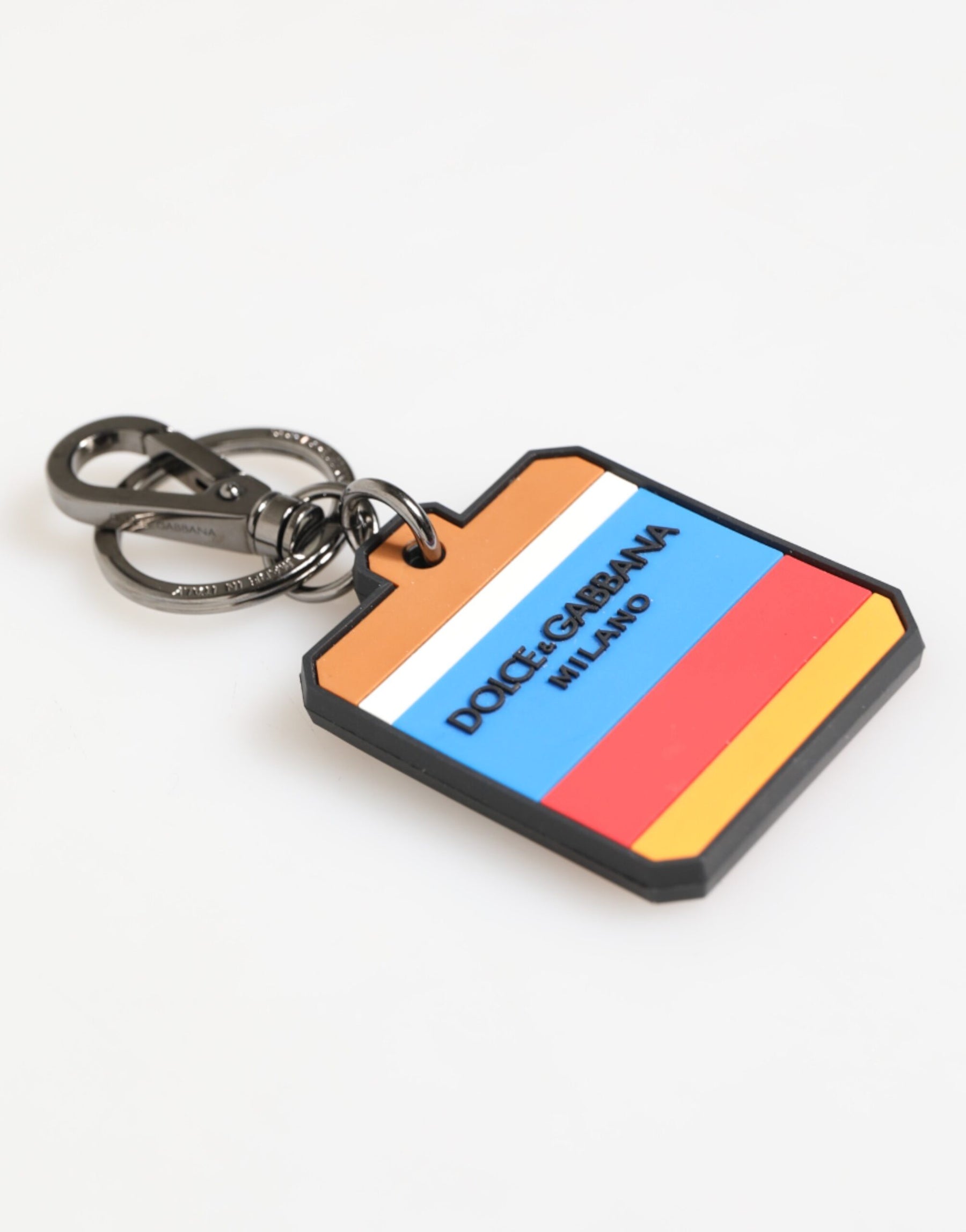 Dolce & Gabbana Multicolor DG Rubber Logo Silver Men's Keychain Keyring | Regal Royce