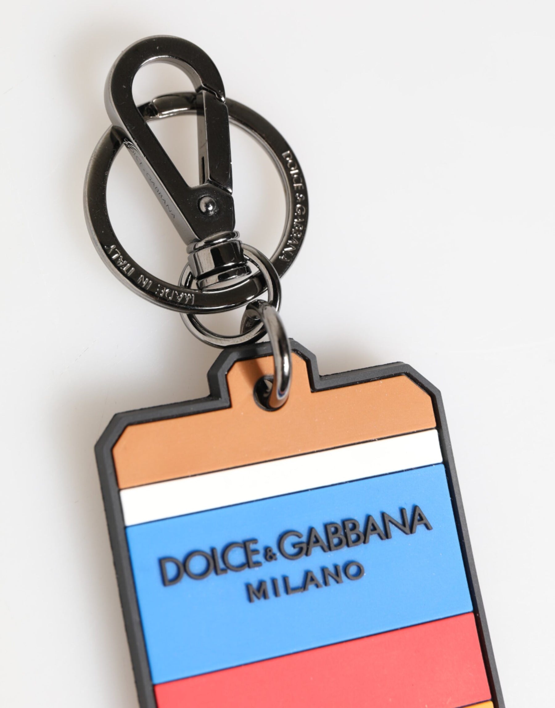 Dolce & Gabbana Multicolor DG Rubber Logo Silver Men's Keychain Keyring | Regal Royce