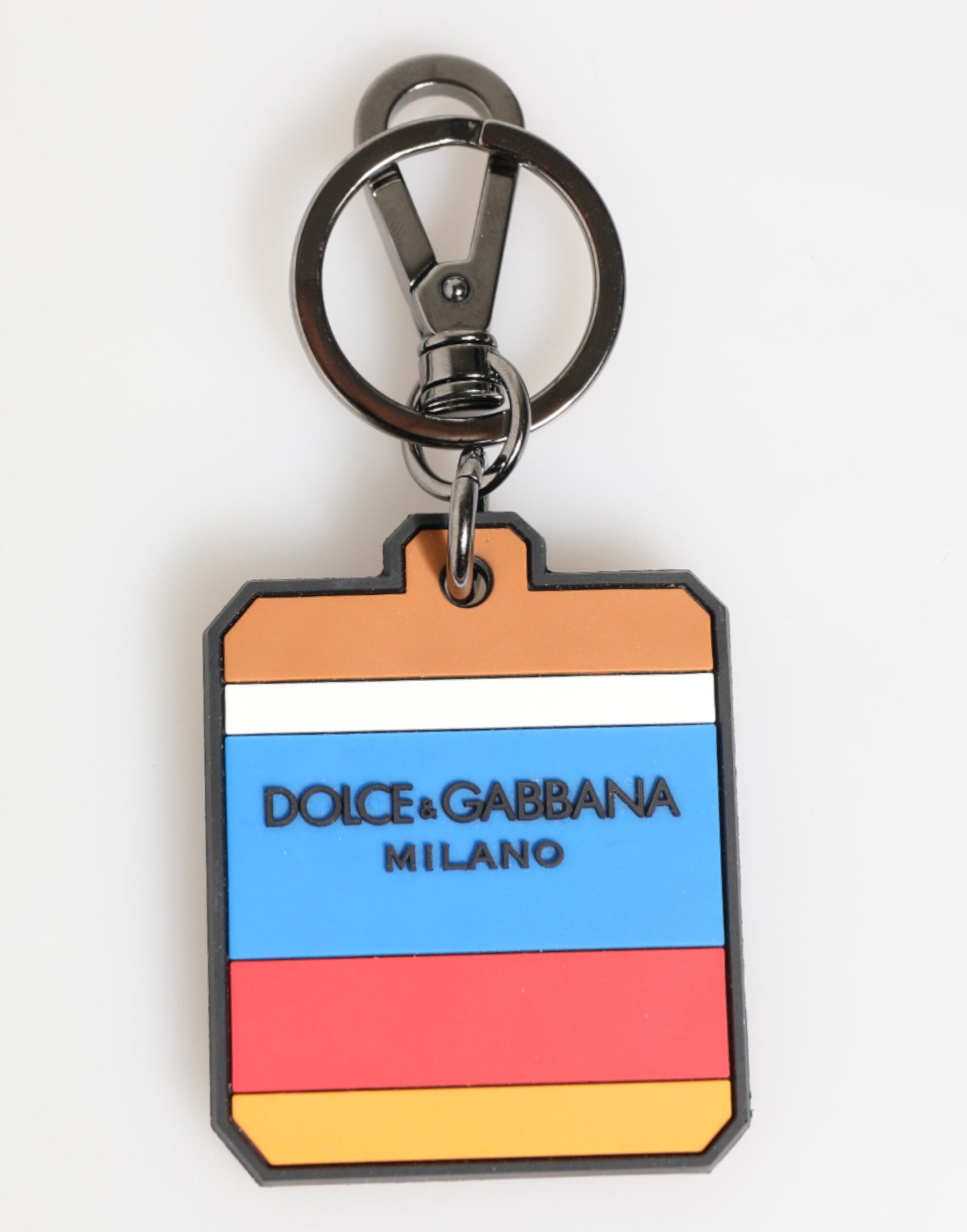 Dolce & Gabbana Multicolor DG Rubber Logo Silver Men's Keychain Keyring | Regal Royce