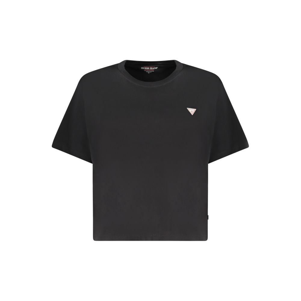 Guess Jeans Black Cotton Women T-Shirt | Regal Royce