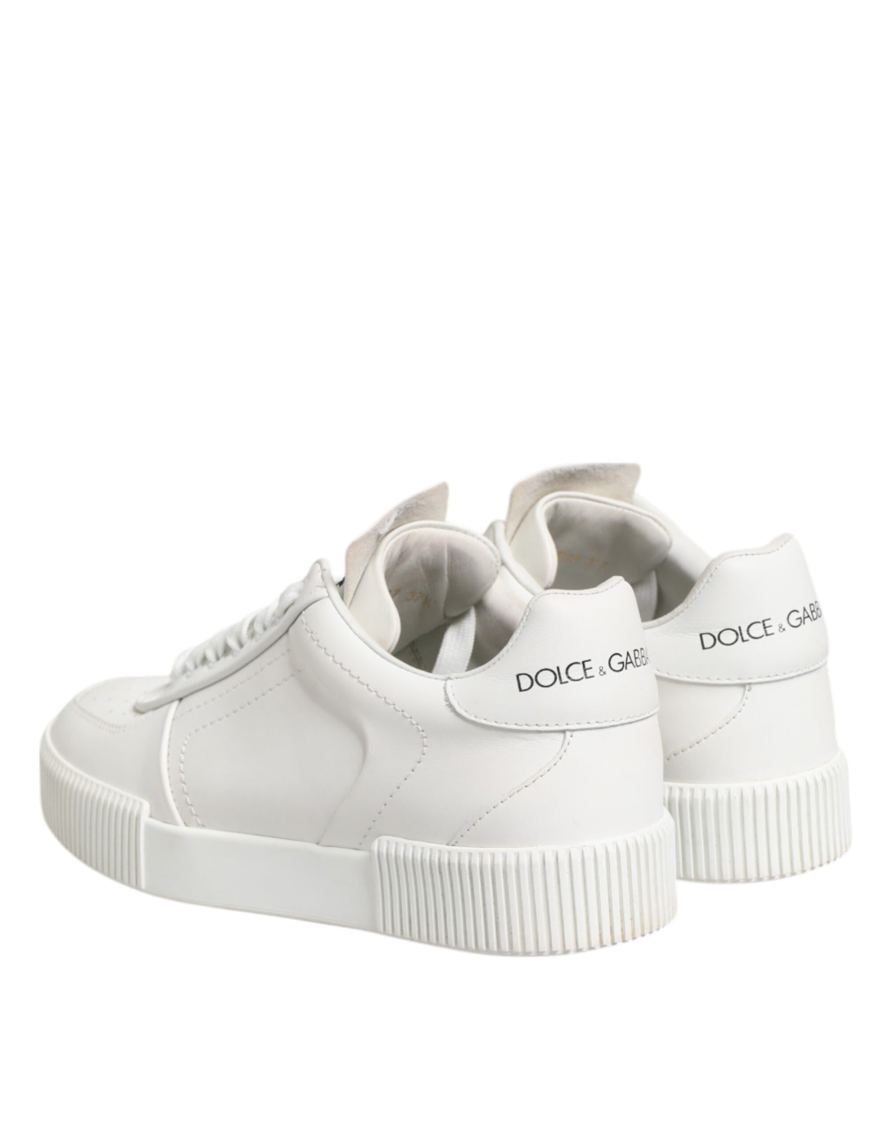 Dolce & Gabbana White Miami Leather Low Top Sneakers Shoes | Regal Royce
