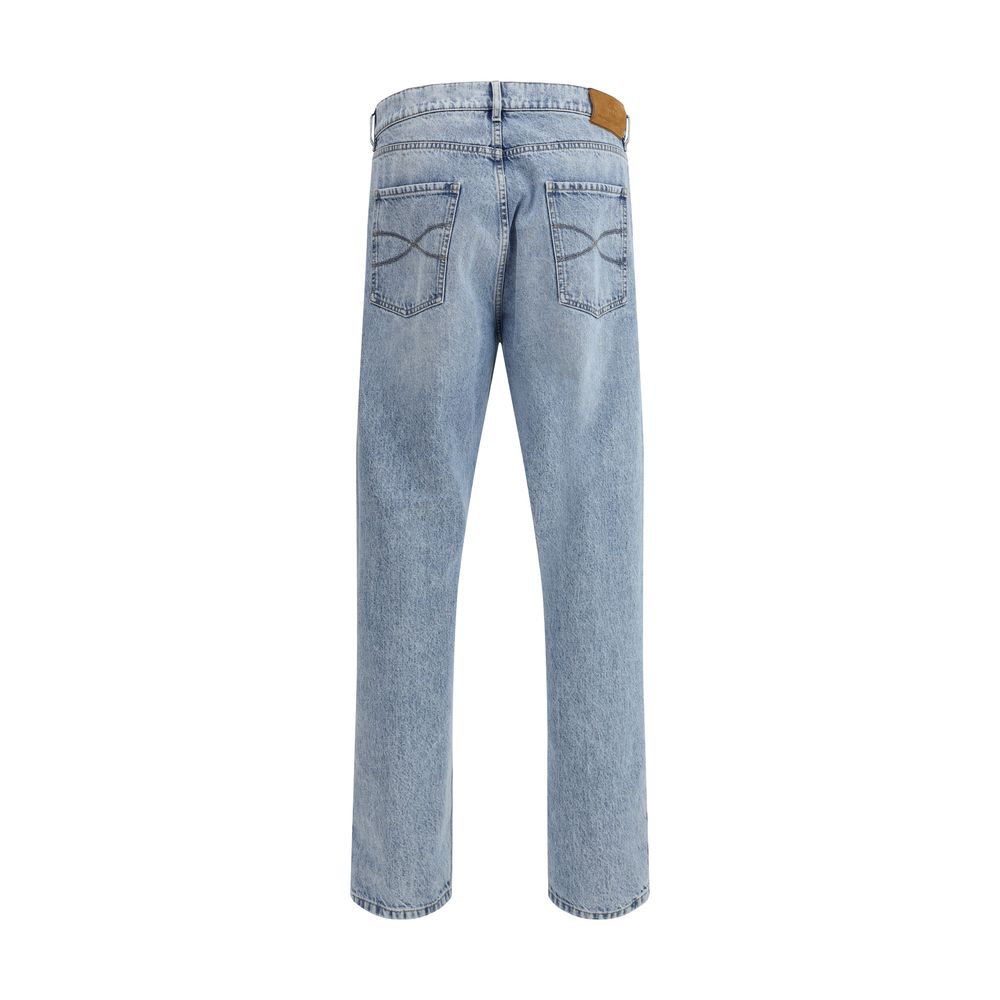 Brunello Cucinelli Light Blue Cotton Straight-Leg Jeans | Regal Royce