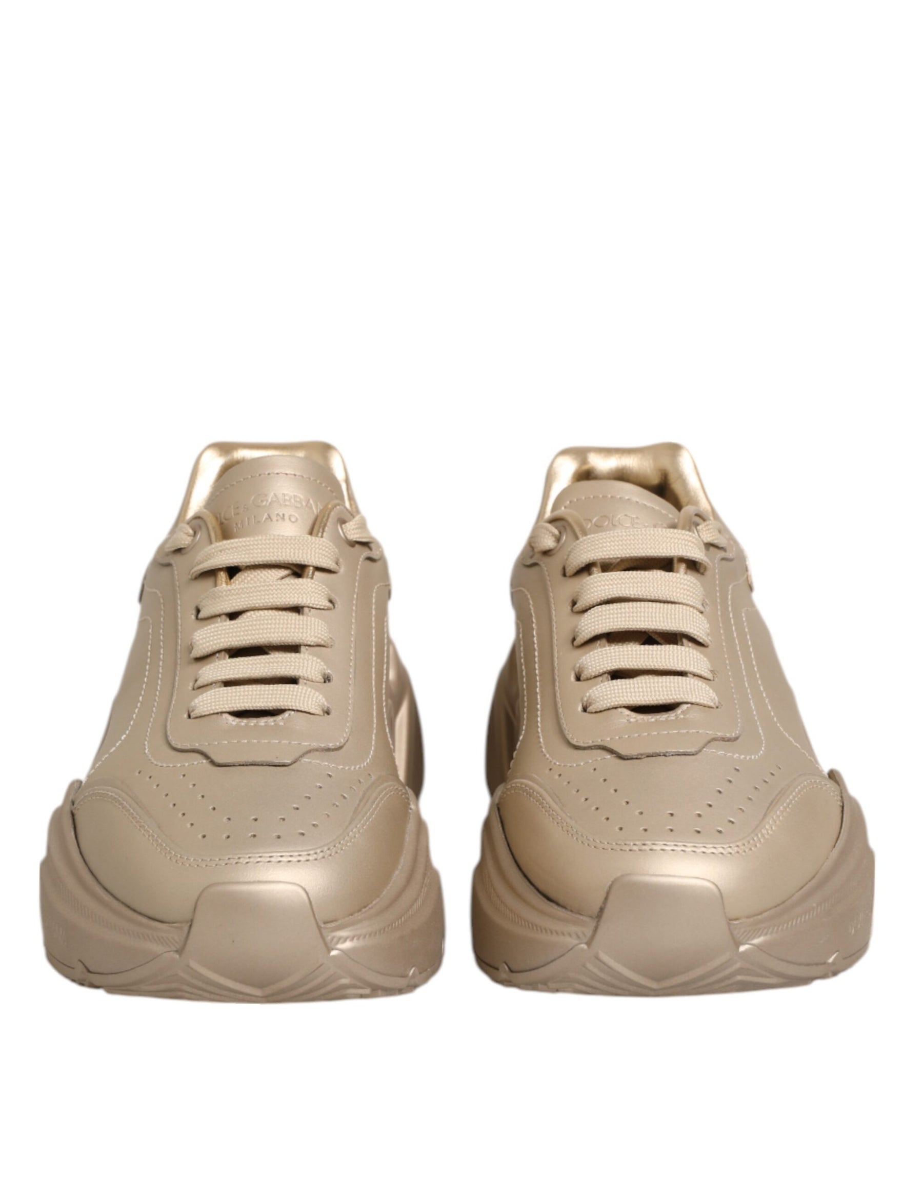 Dolce & Gabbana Gold Leather Daymaster Women Sneaker Shoes | Regal Royce