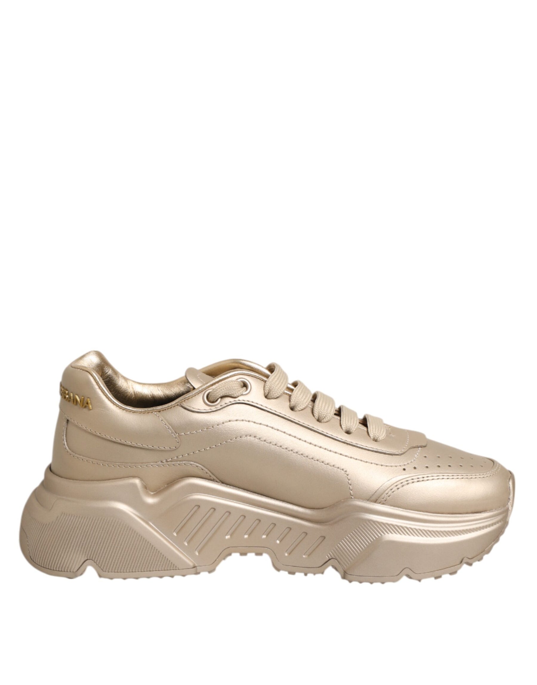 Dolce & Gabbana Gold Leather Daymaster Women Sneaker Shoes | Regal Royce