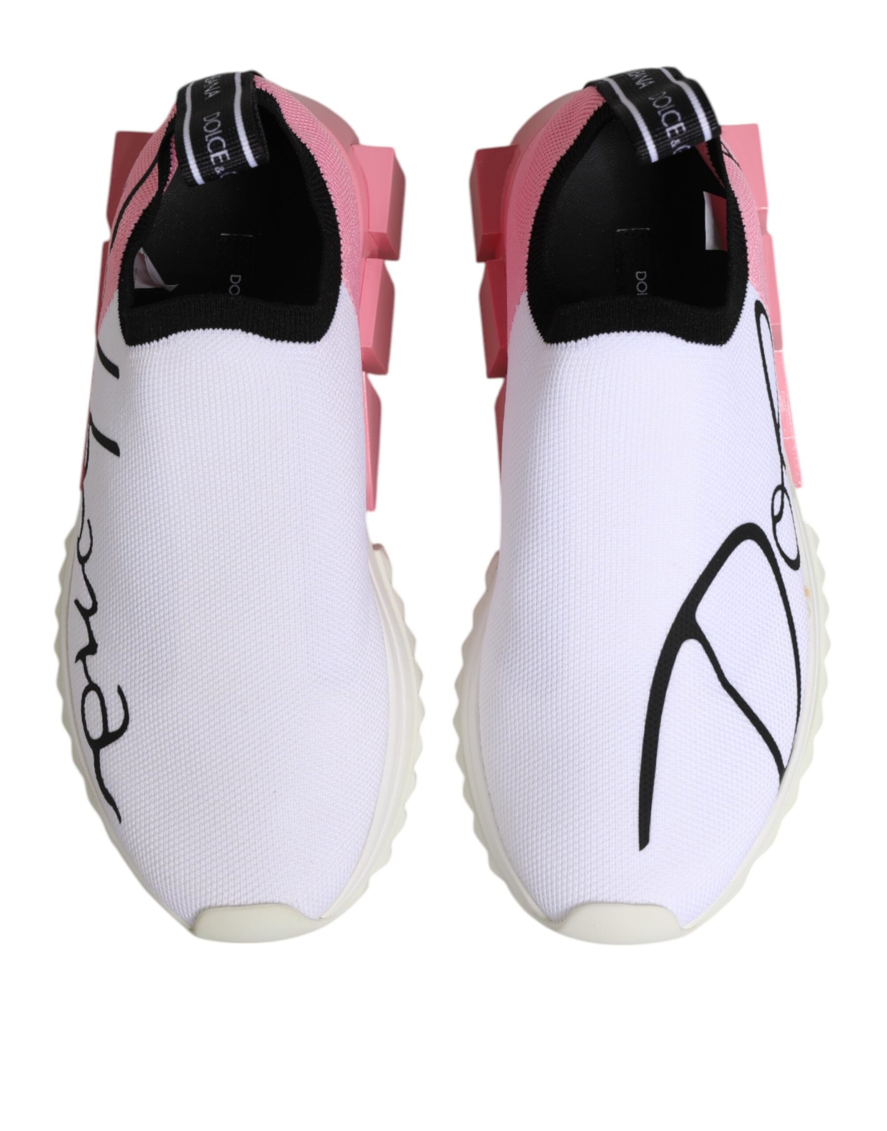 Dolce & Gabbana White Pink Low Top Sorrento Sneakers Shoes | Regal Royce