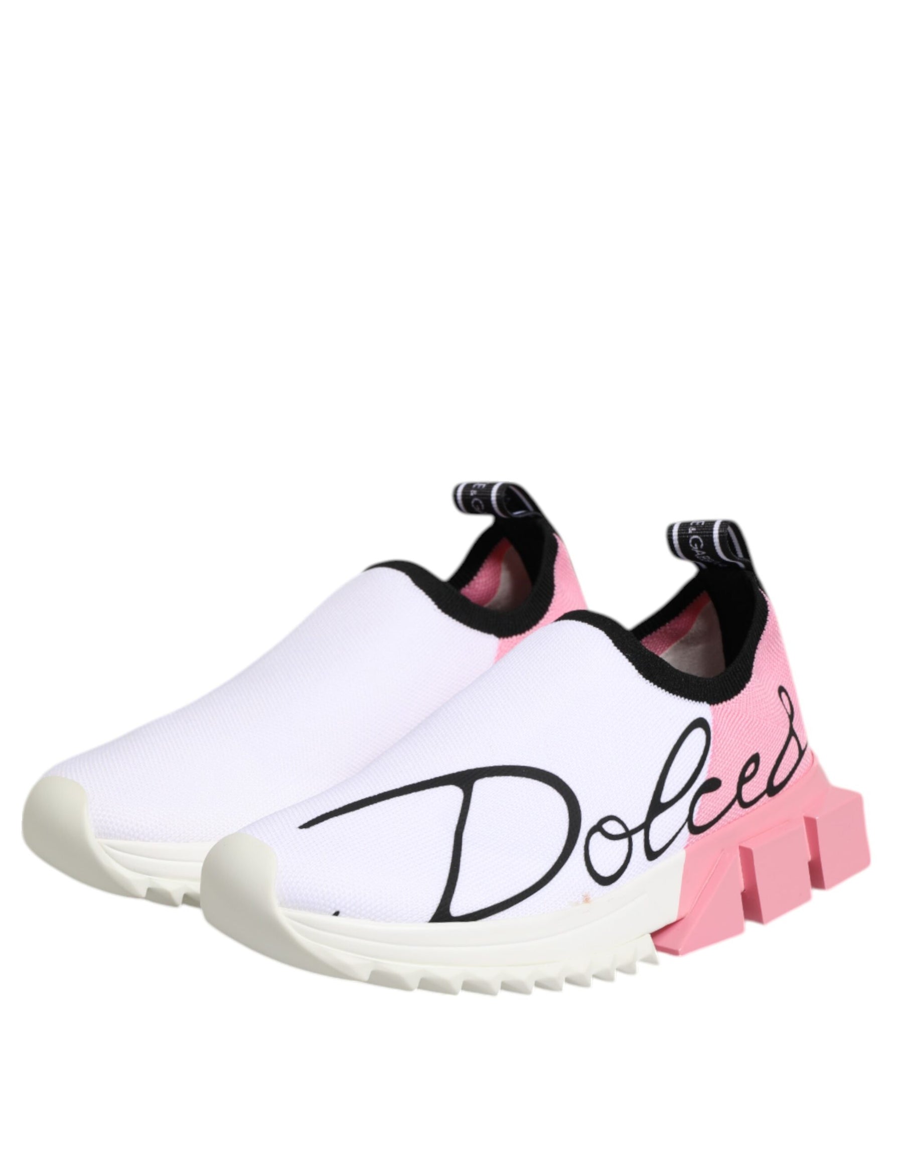 Dolce & Gabbana White Pink Low Top Sorrento Sneakers Shoes | Regal Royce