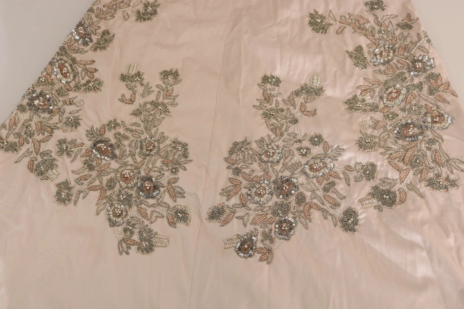 Dolce & Gabbana Beige Sequined Flower Flare Ball Gown Dress | Regal Royce