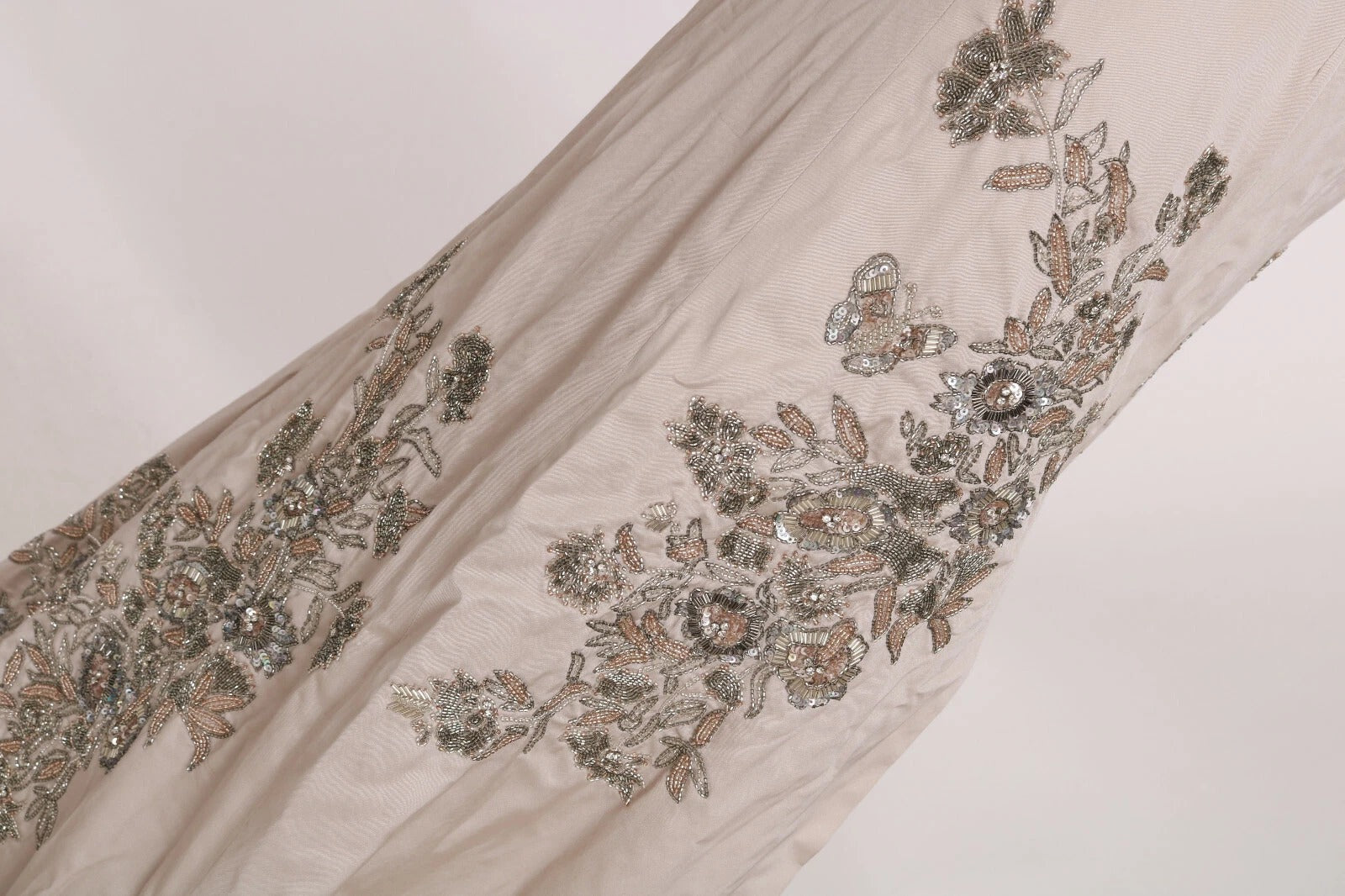 Dolce & Gabbana Beige Sequined Flower Flare Ball Gown Dress | Regal Royce