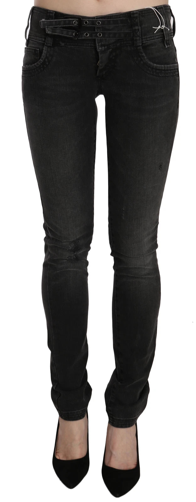 John Galliano Black Washed Low Waist Slim Fit Skinny Denim Pants Jeans | Regal Royce