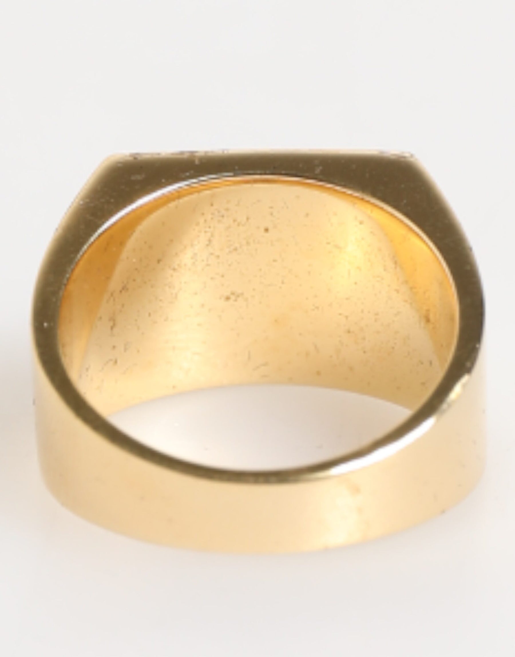 Dolce & Gabbana Gold Tone Brass Signet Square DG Logo Plaque Men Ring | Regal Royce