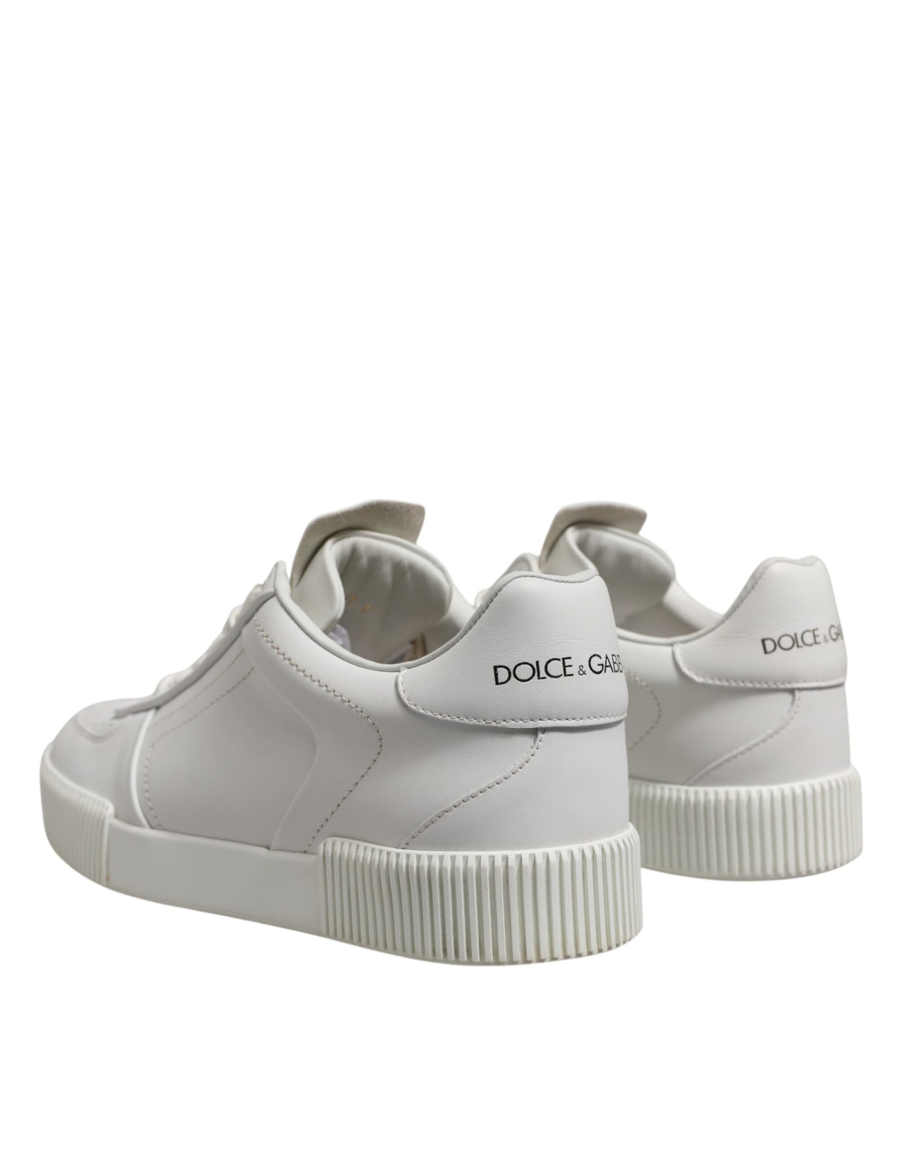 Dolce & Gabbana White Miami Leather Low Top Sneakers Men Shoes | Regal Royce