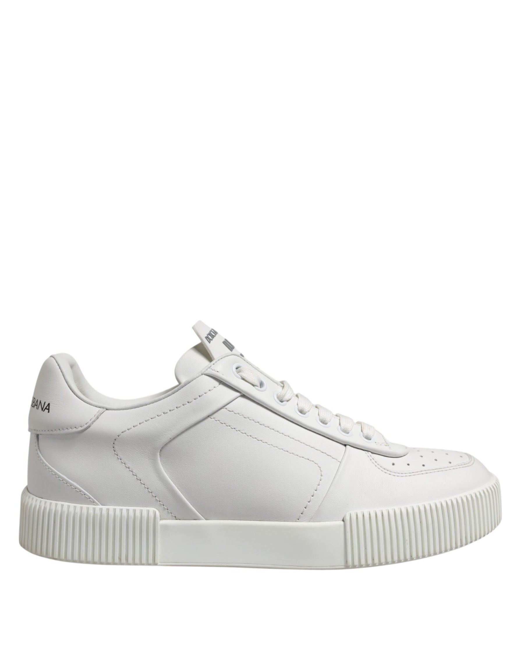 Dolce & Gabbana White Miami Leather Low Top Sneakers Men Shoes | Regal Royce