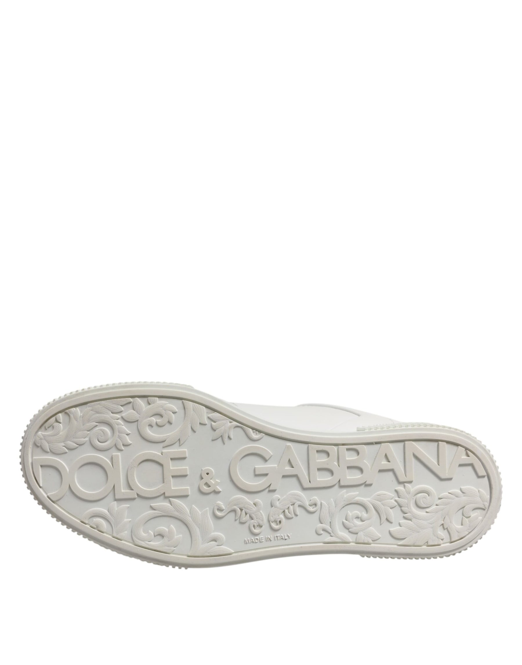 Dolce & Gabbana White Miami Leather Low Top Sneakers Men Shoes | Regal Royce