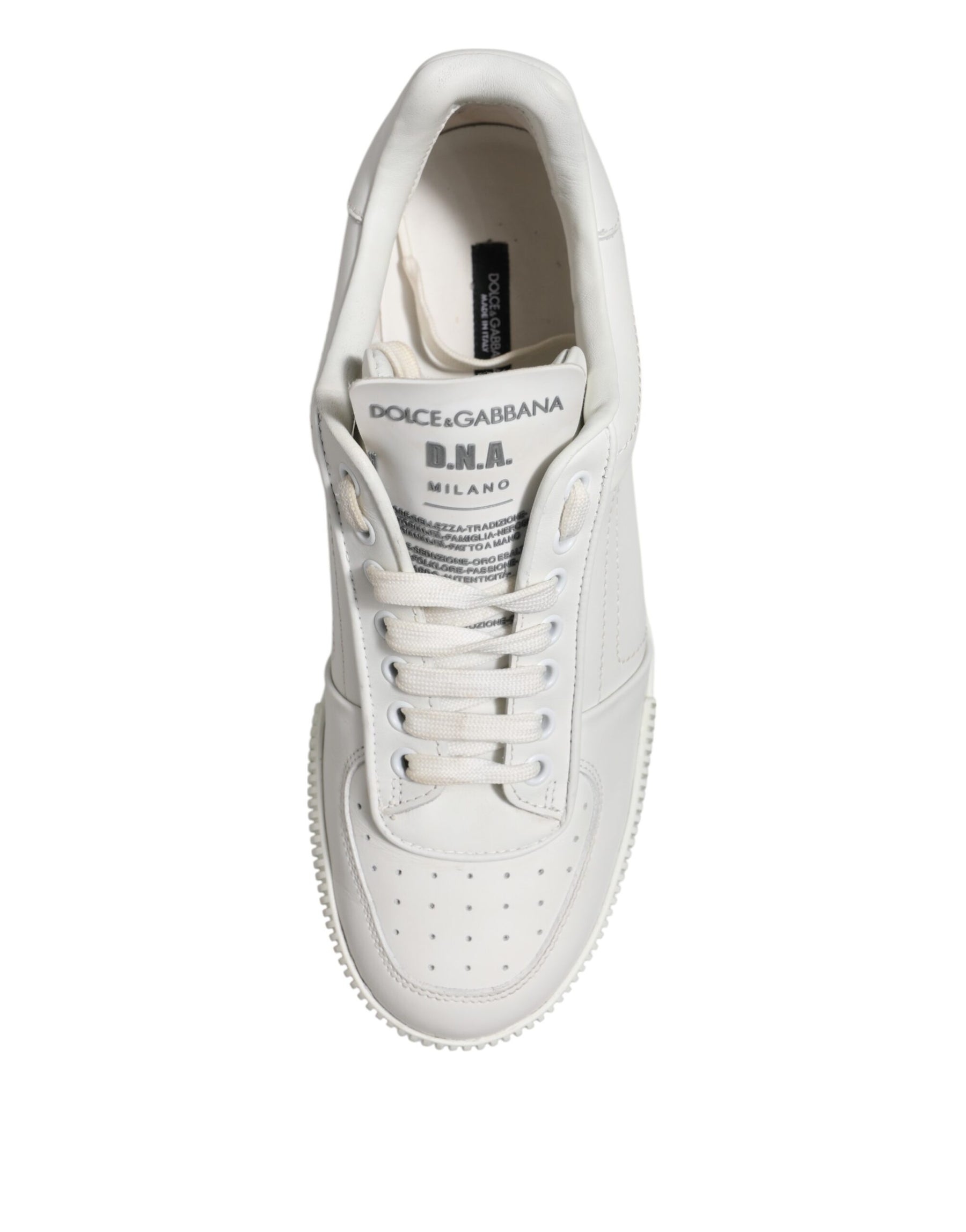 Dolce & Gabbana White Miami Leather Low Top Sneakers Men Shoes | Regal Royce