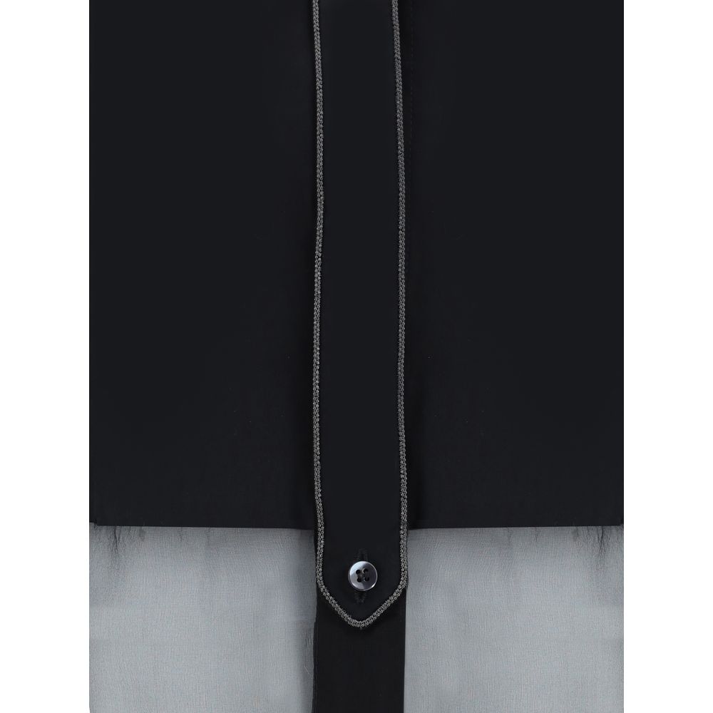 Brunello Cucinelli Black Cotton Pattern Shirt | Regal Royce