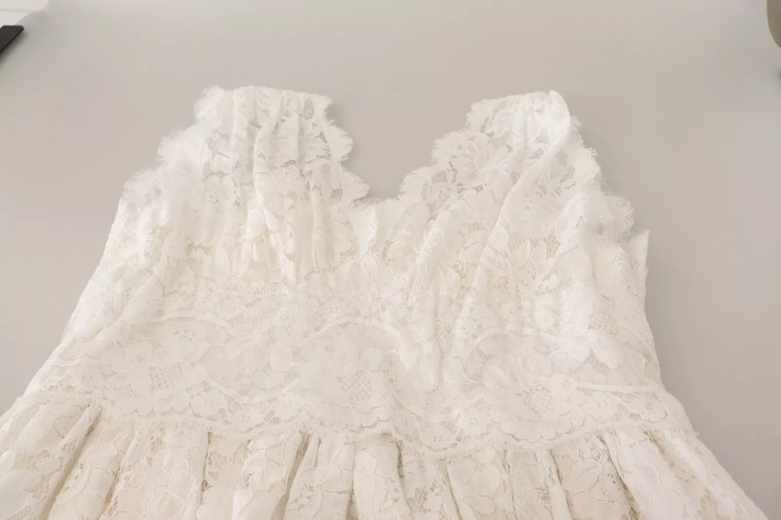 Dolce & Gabbana White Flower Lace Corsage Long Maxi Dress | Regal Royce