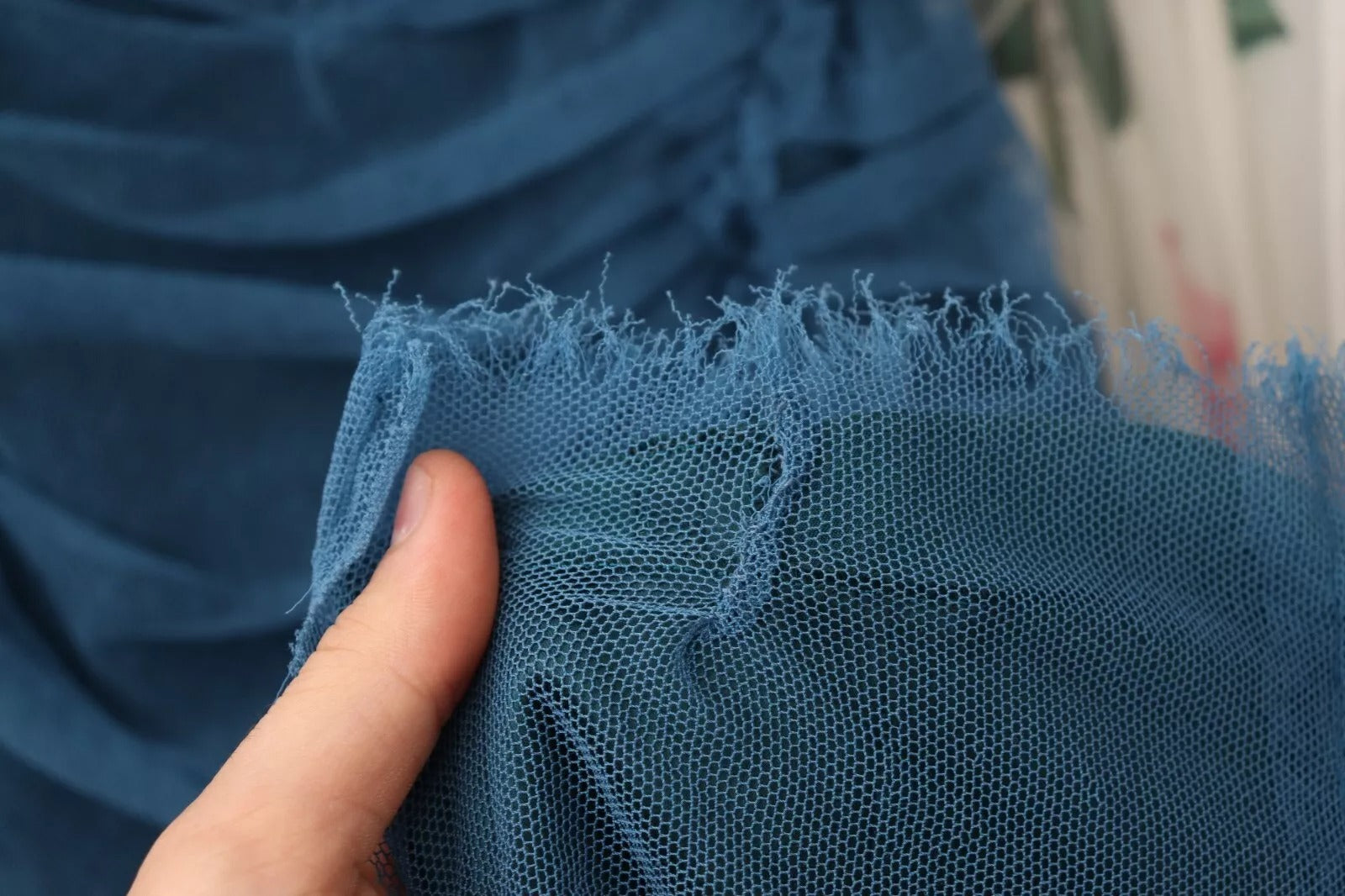 Dolce & Gabbana Blue Mesh Trim Ruched Tulle Sheath Dress | Regal Royce