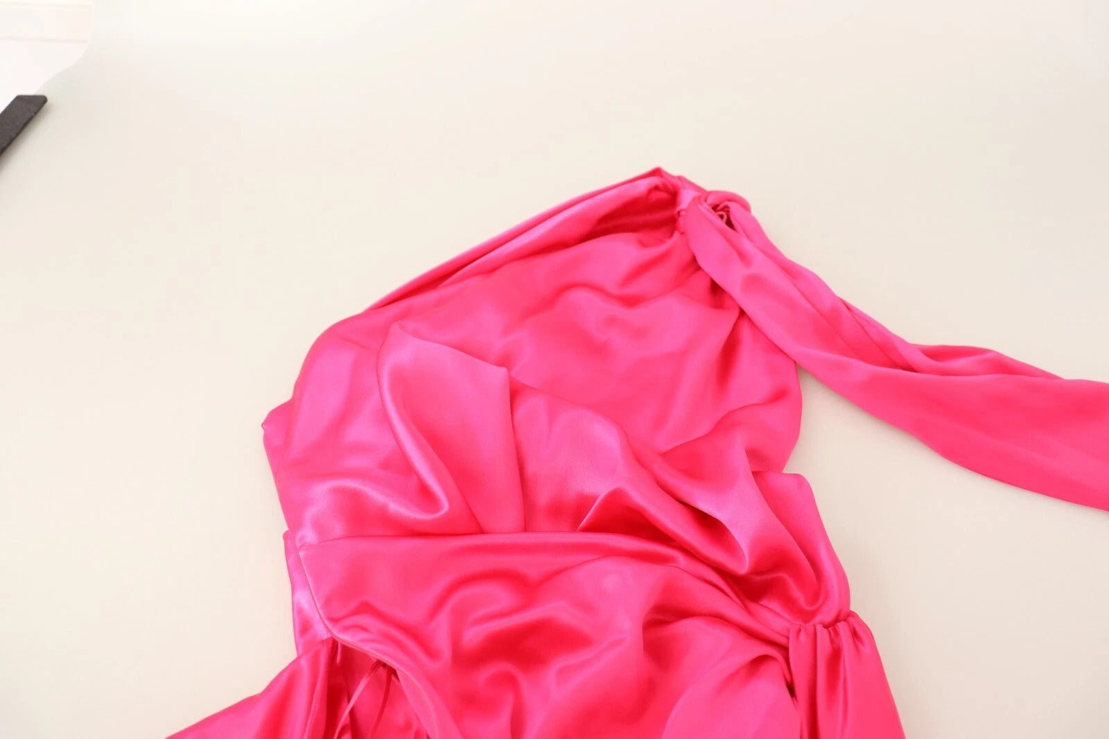 Dolce & Gabbana Pink Sheath Silk Bow Open Shoulder Dress | Regal Royce