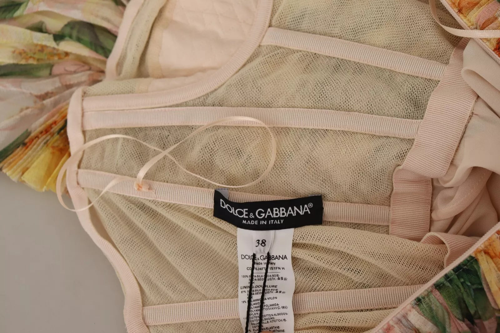 Dolce & Gabbana Yellow Floral Print Pleated Maxi Dress | Regal Royce