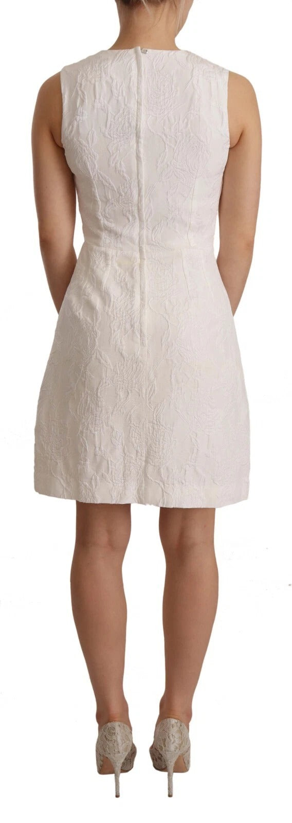 Dolce & Gabbana White Floral Sleeveless Sheath Mini Dress | Regal Royce