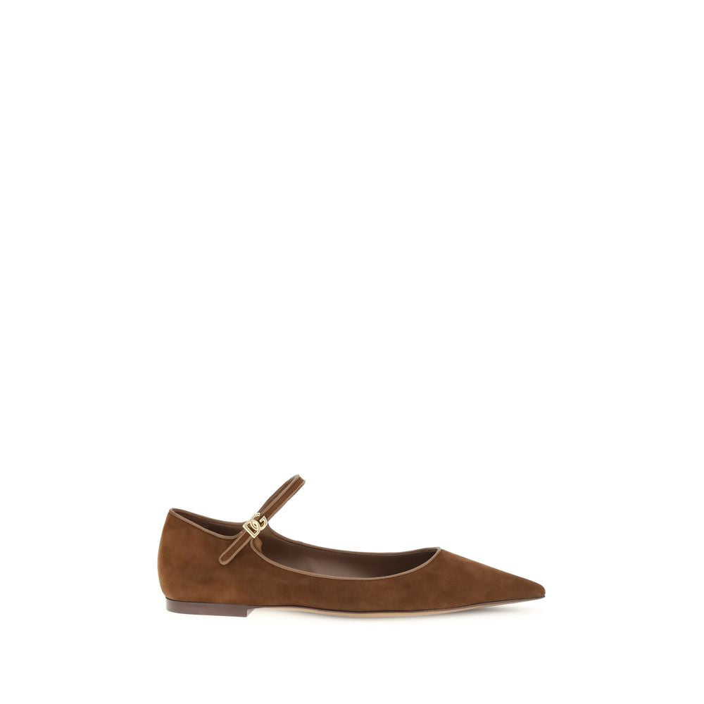 Dolce & Gabbana Brown Goatskin Ballet Flats