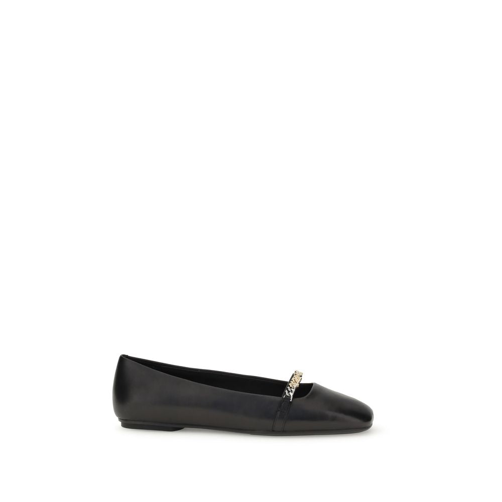 PINKO Black Calf Leather Bos Taurus Ballet Flats | Regal Royce