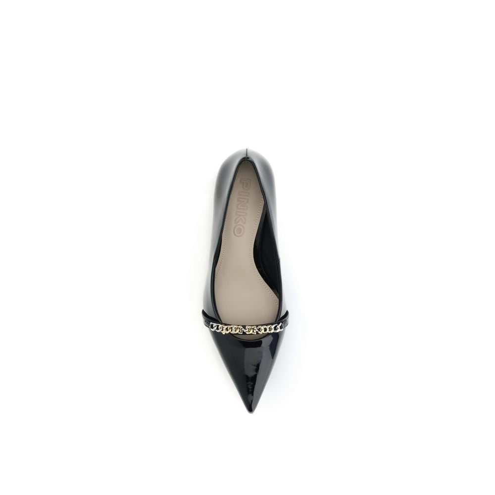 PINKO Black Calf Leather Bos Taurus Mid Heel Pumps | Regal Royce