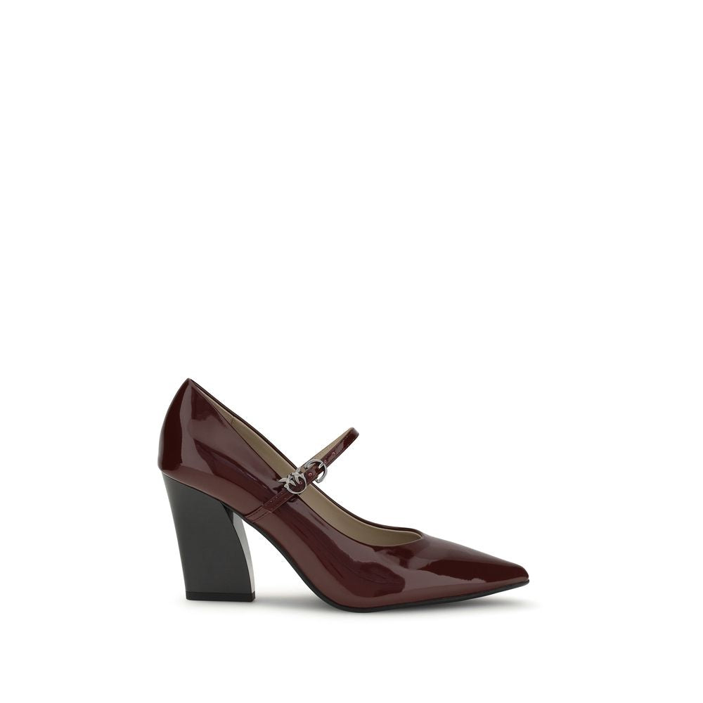 PINKO Bordeaux Calf Leather Bos Taurus High Heel Pumps