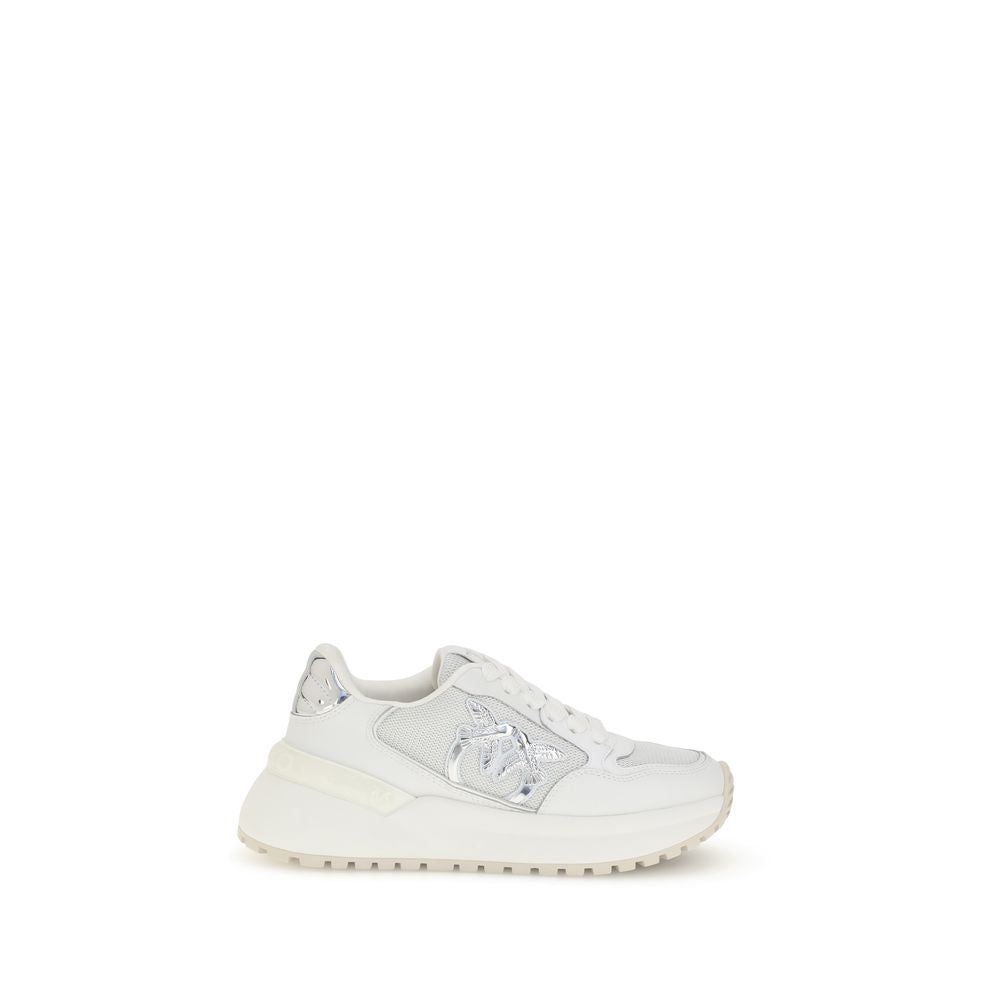 PINKO White Calf Leather Bos Taurus Chunky Sneakers | Regal Royce