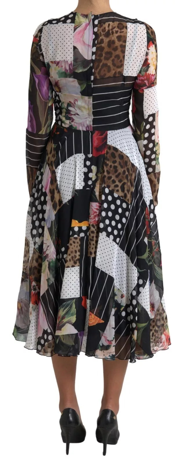 Dolce & Gabbana Multicolor Patchwork Floral Leopard Dress | Regal Royce
