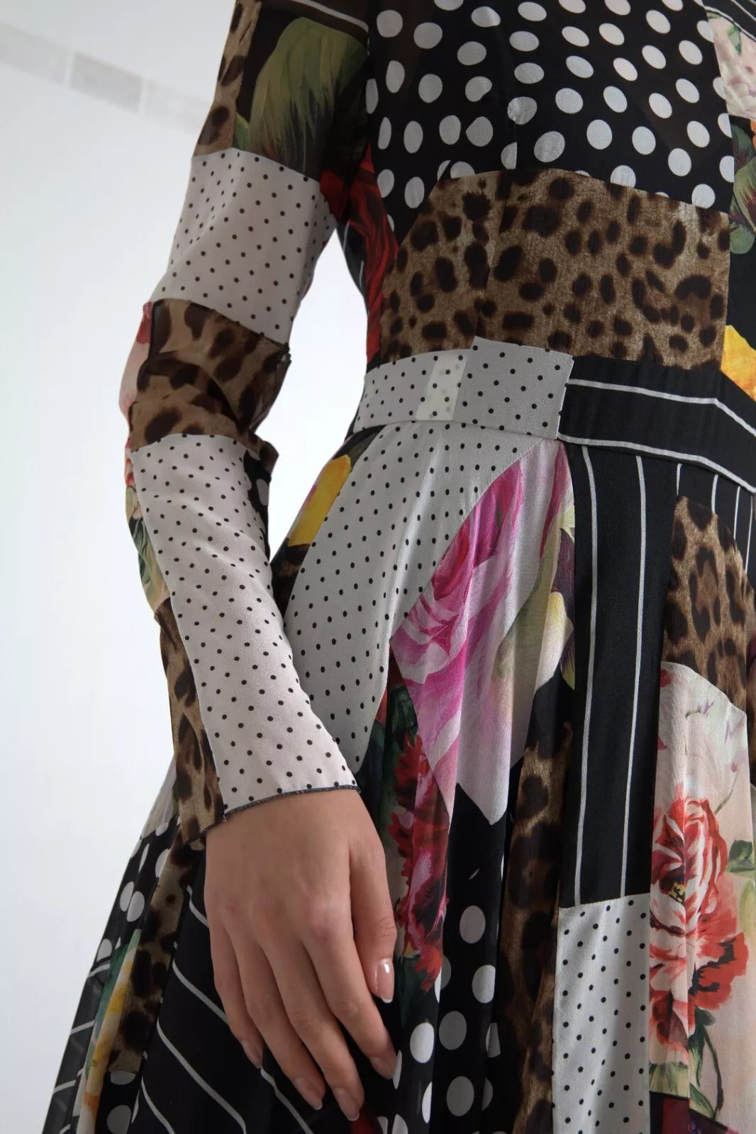 Dolce & Gabbana Multicolor Patchwork Floral Leopard Dress | Regal Royce