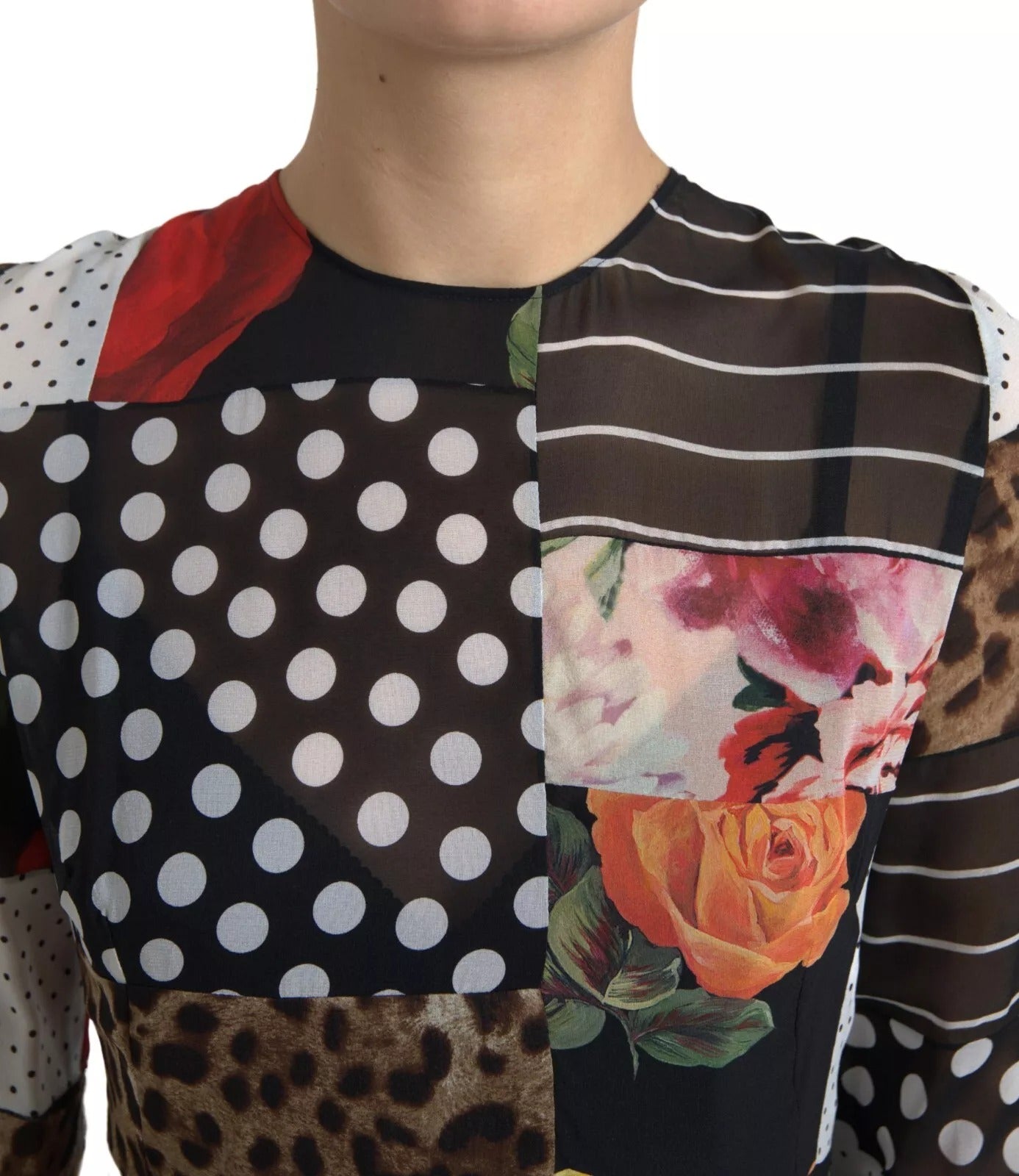 Dolce & Gabbana Multicolor Patchwork Floral Leopard Dress | Regal Royce