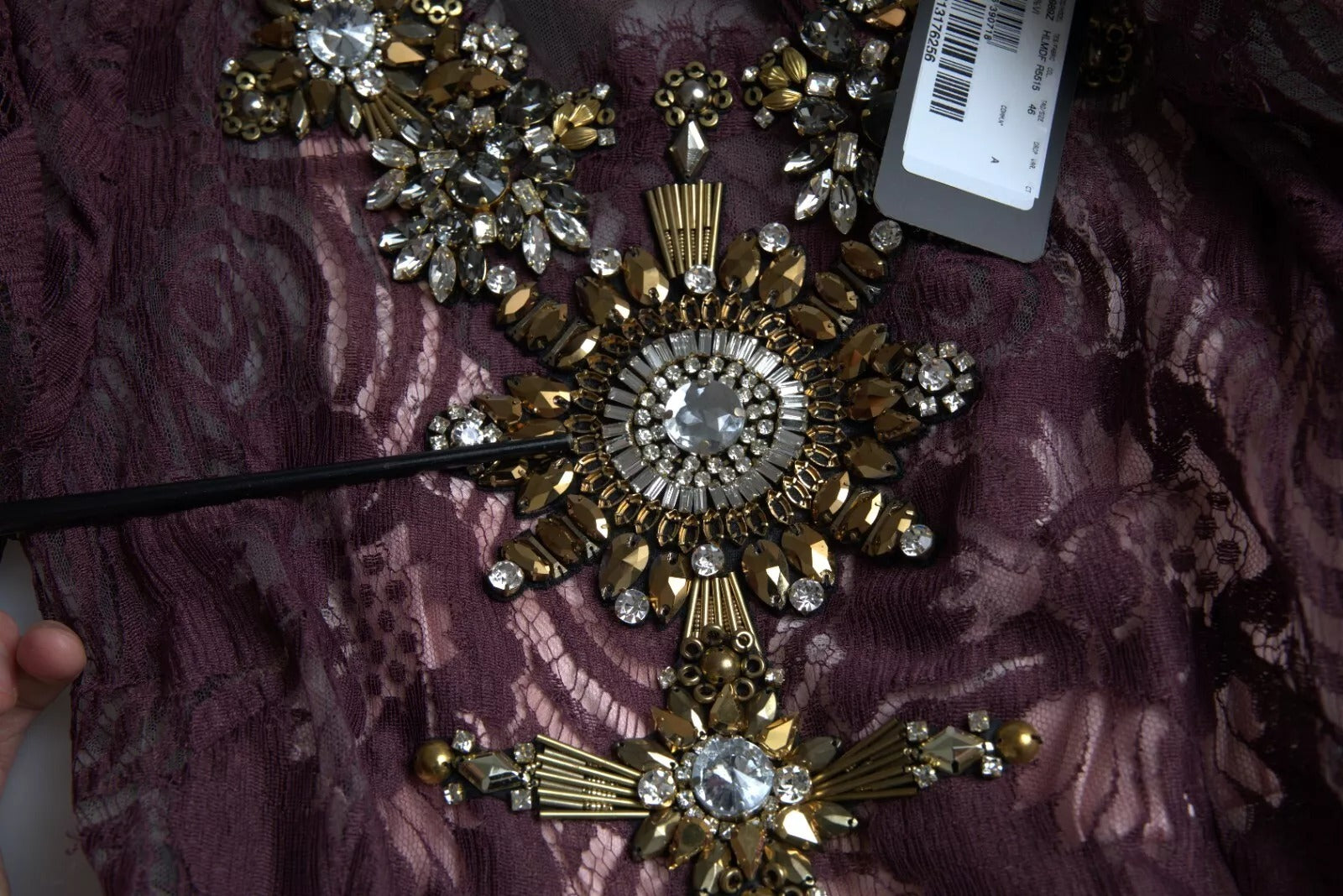 Dolce & Gabbana Purple Viscose Crystal A-Line Gown Dress | Regal Royce