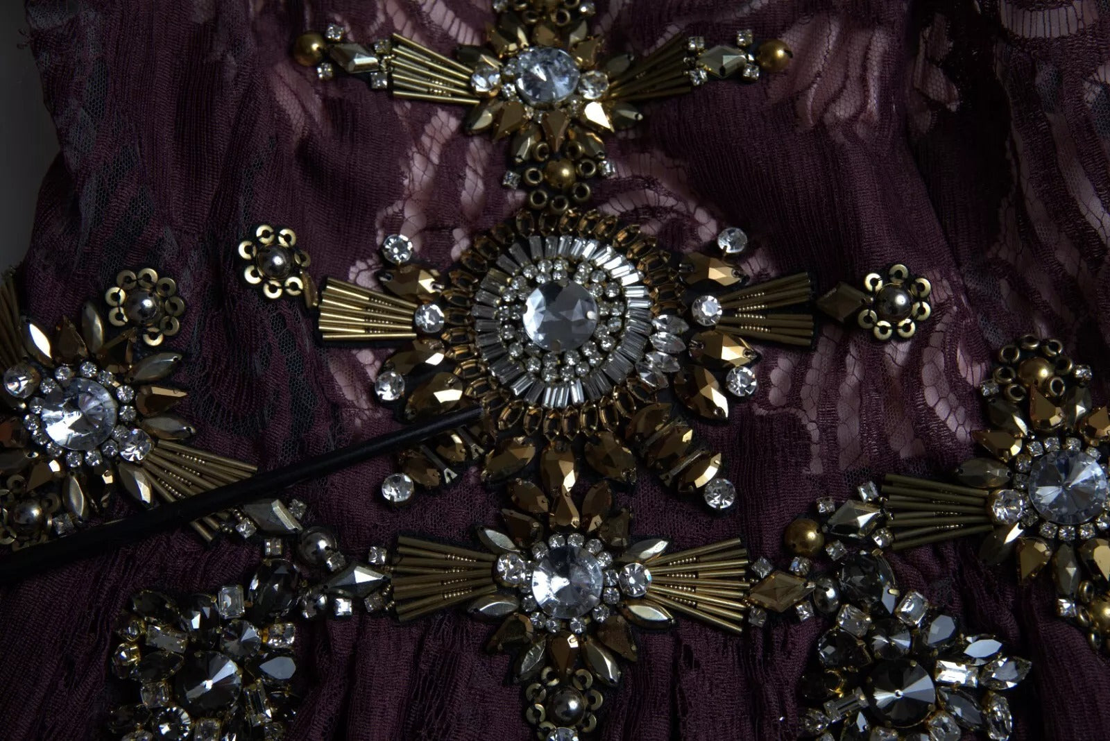 Dolce & Gabbana Purple Viscose Crystal A-Line Gown Dress | Regal Royce