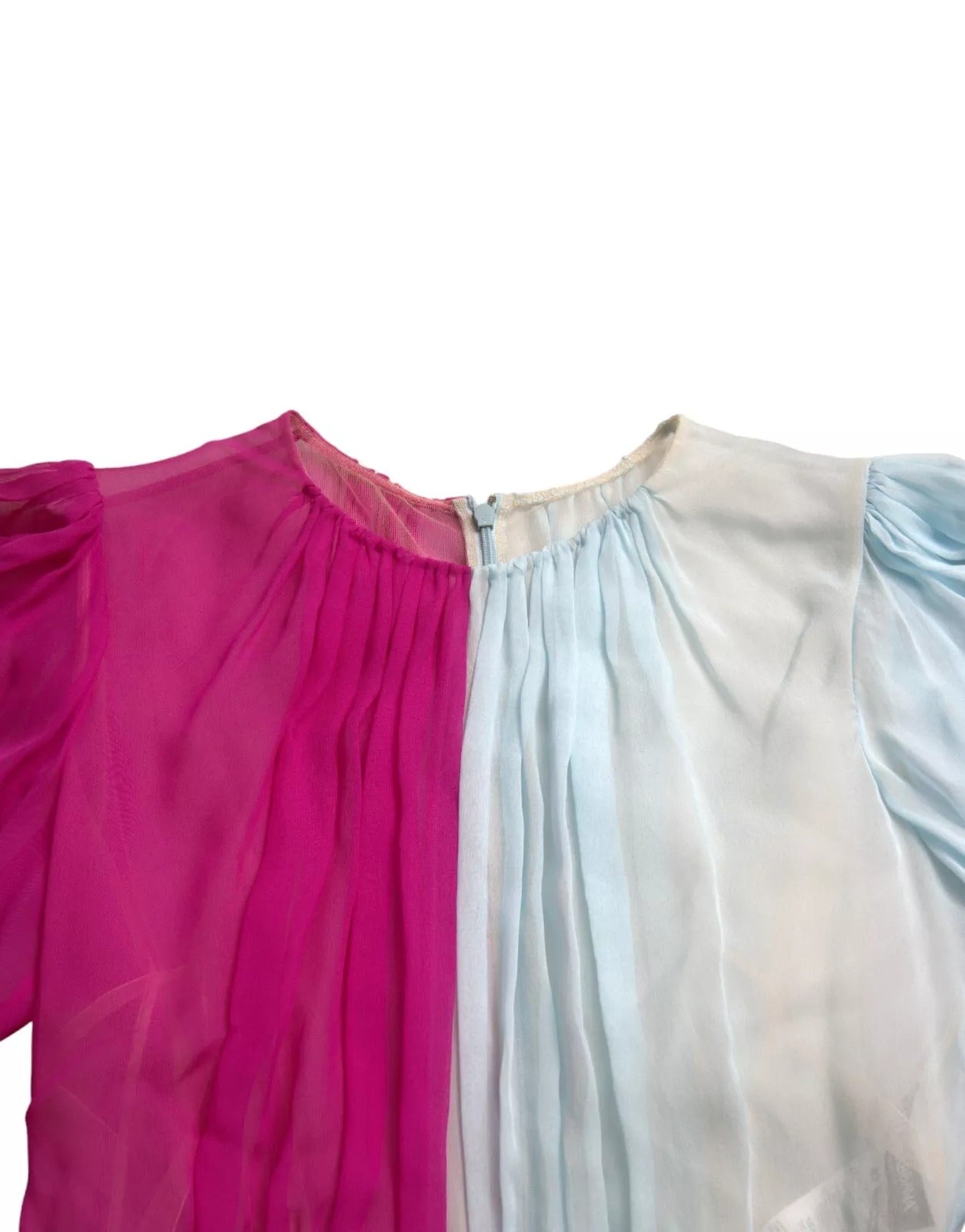 Dolce & Gabbana Light Blue Silk Two Tone Midi Dress | Regal Royce