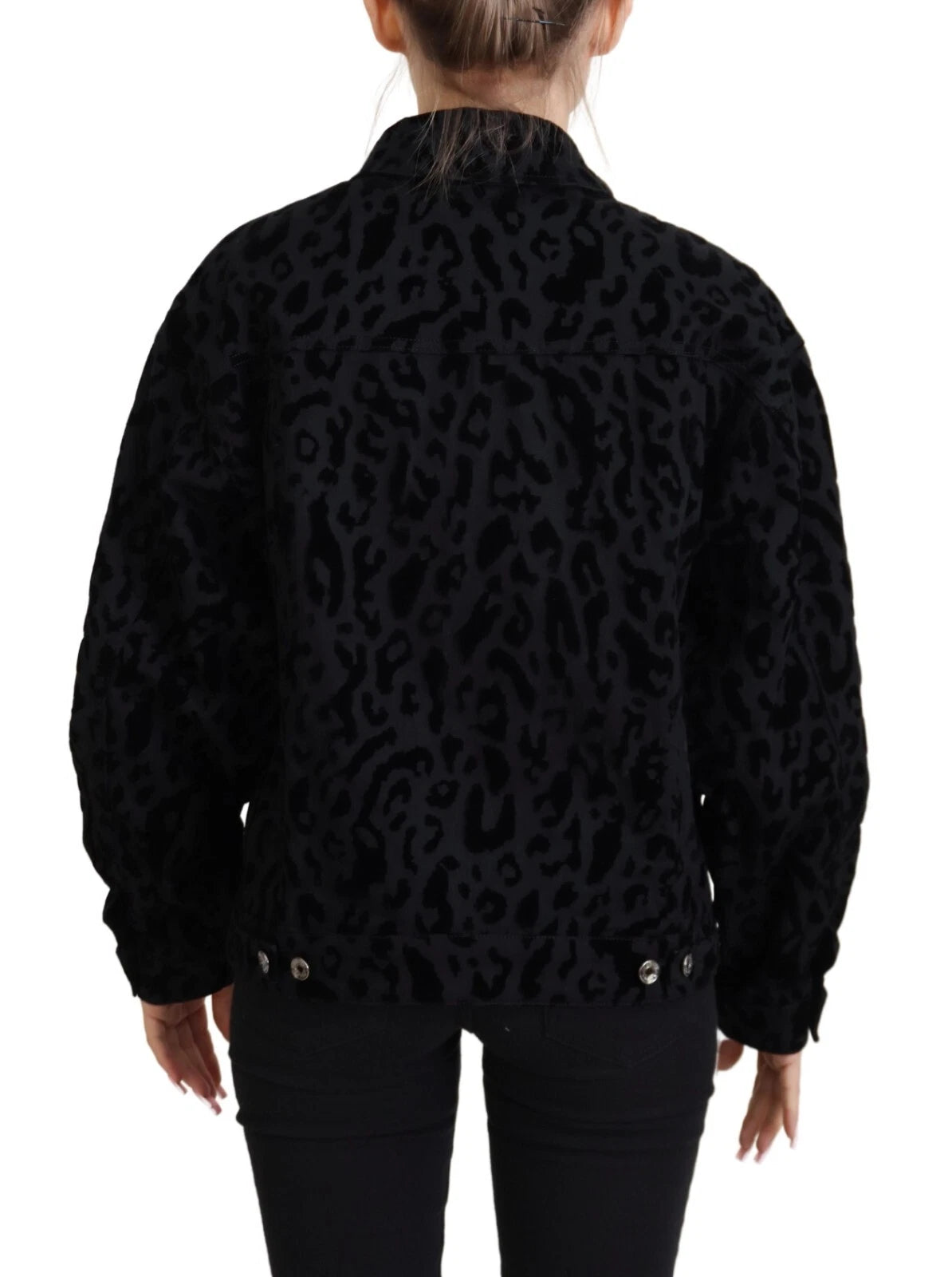 Dolce & Gabbana Cotton Black Leopard Long Sleeve Denim Jacket | Regal Royce