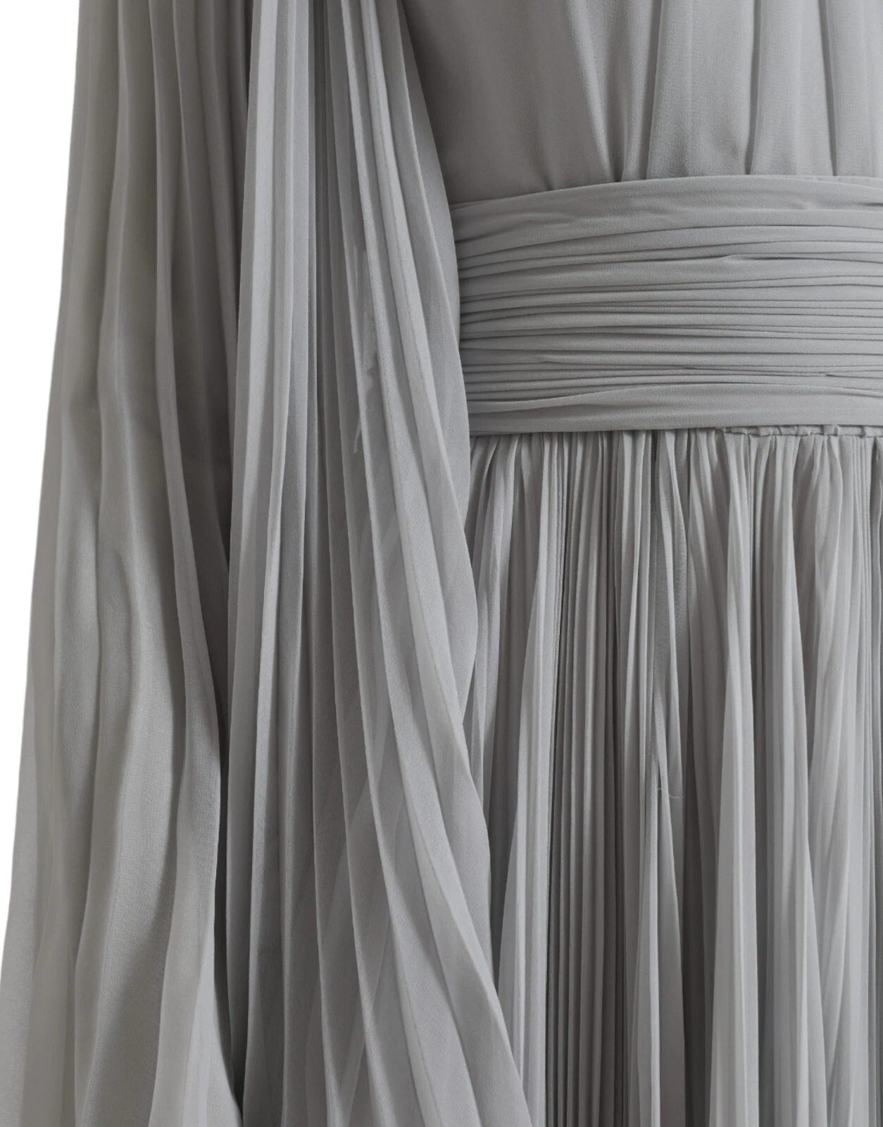 Dolce & Gabbana Light Grey Polyester Pleated Long Maxi Dress | Regal Royce