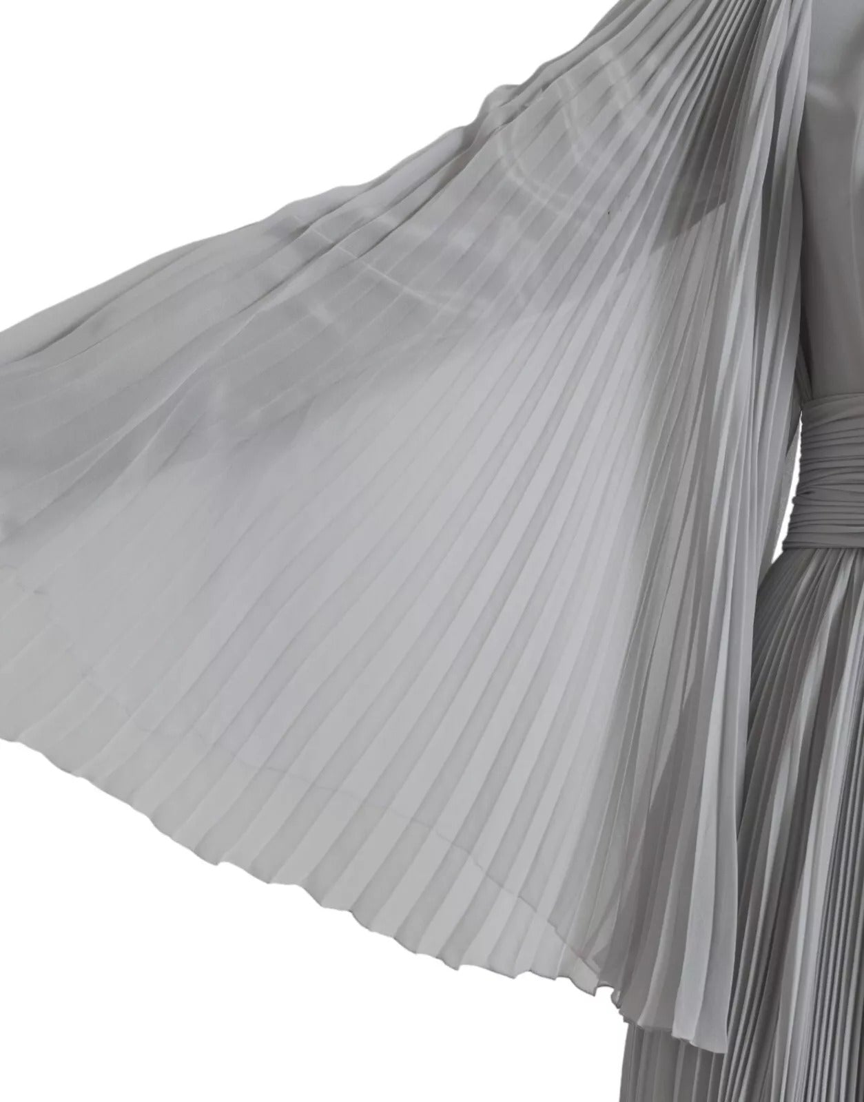 Dolce & Gabbana Light Grey Polyester Pleated Long Maxi Dress | Regal Royce