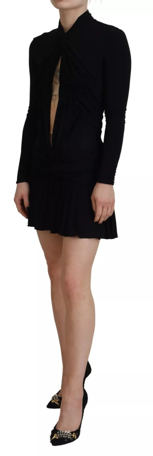 Dsquared² Black Viscose Long Sleeves Cut Out Mini Dress | Regal Royce