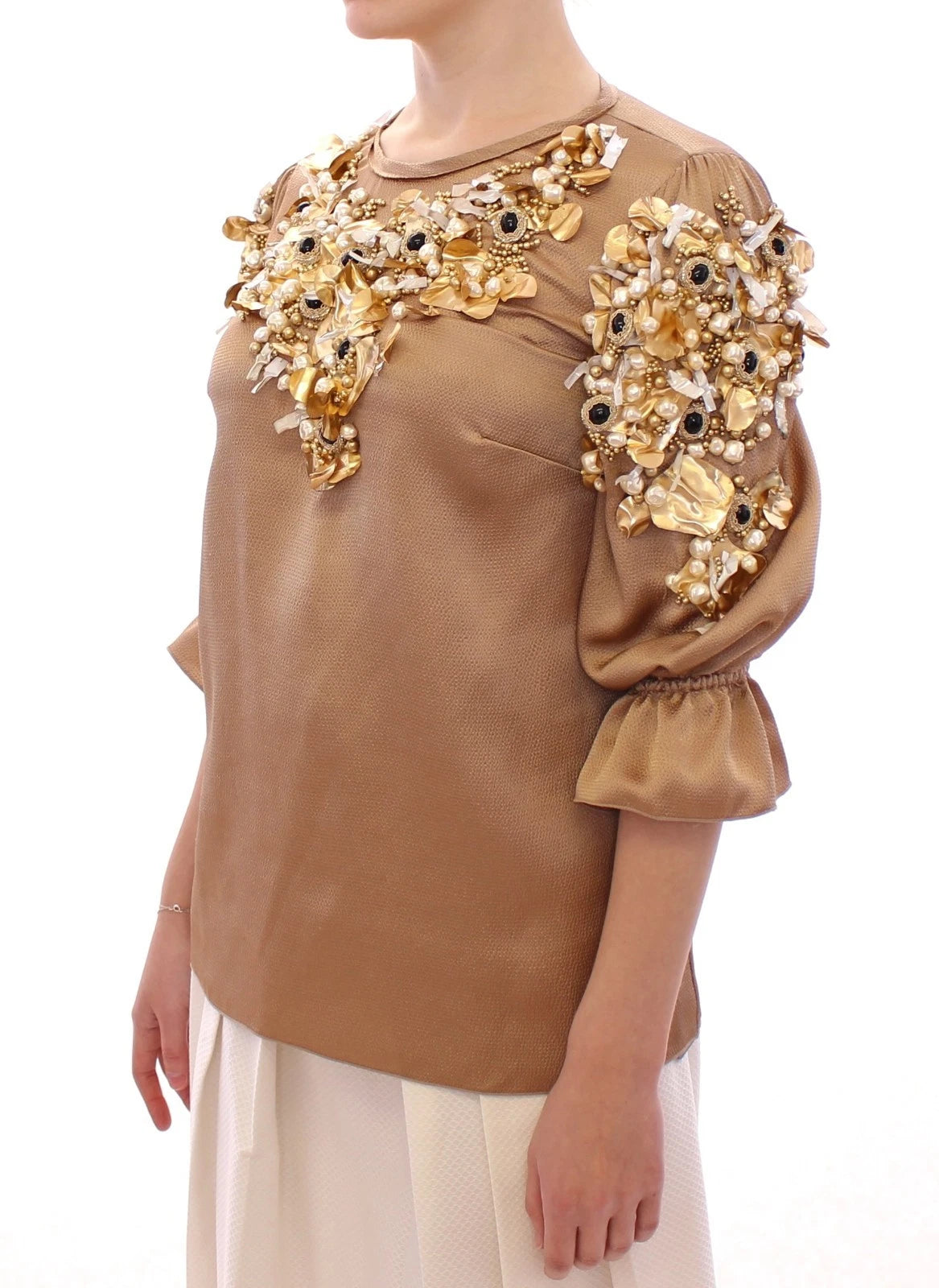Dolce & Gabbana Gold SPECIAL Piece Runway Crystal Blouse | Regal Royce