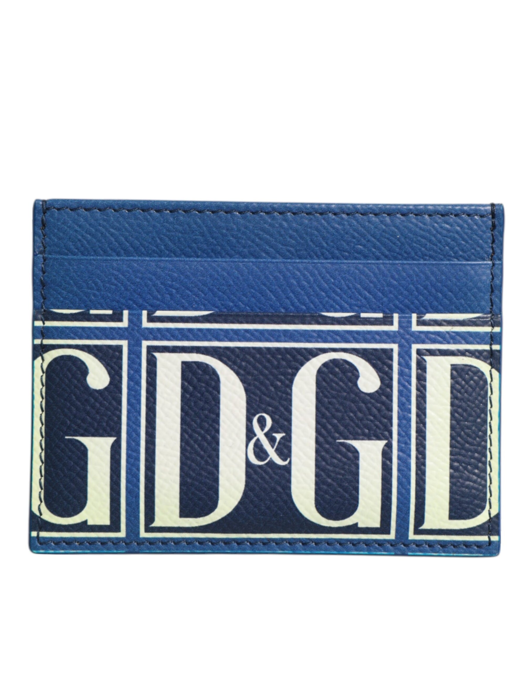 Dolce & Gabbana Blue Calf Leather DG Logo Monogram Card Holder Wallet | Regal Royce