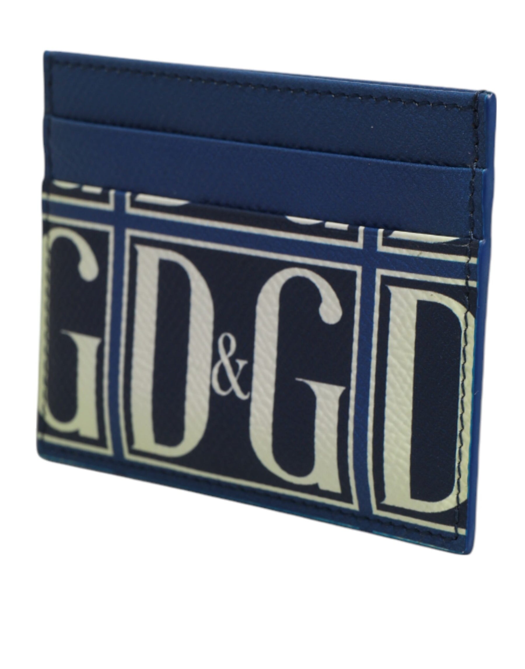 Dolce & Gabbana Blue Calf Leather DG Logo Monogram Card Holder Wallet | Regal Royce
