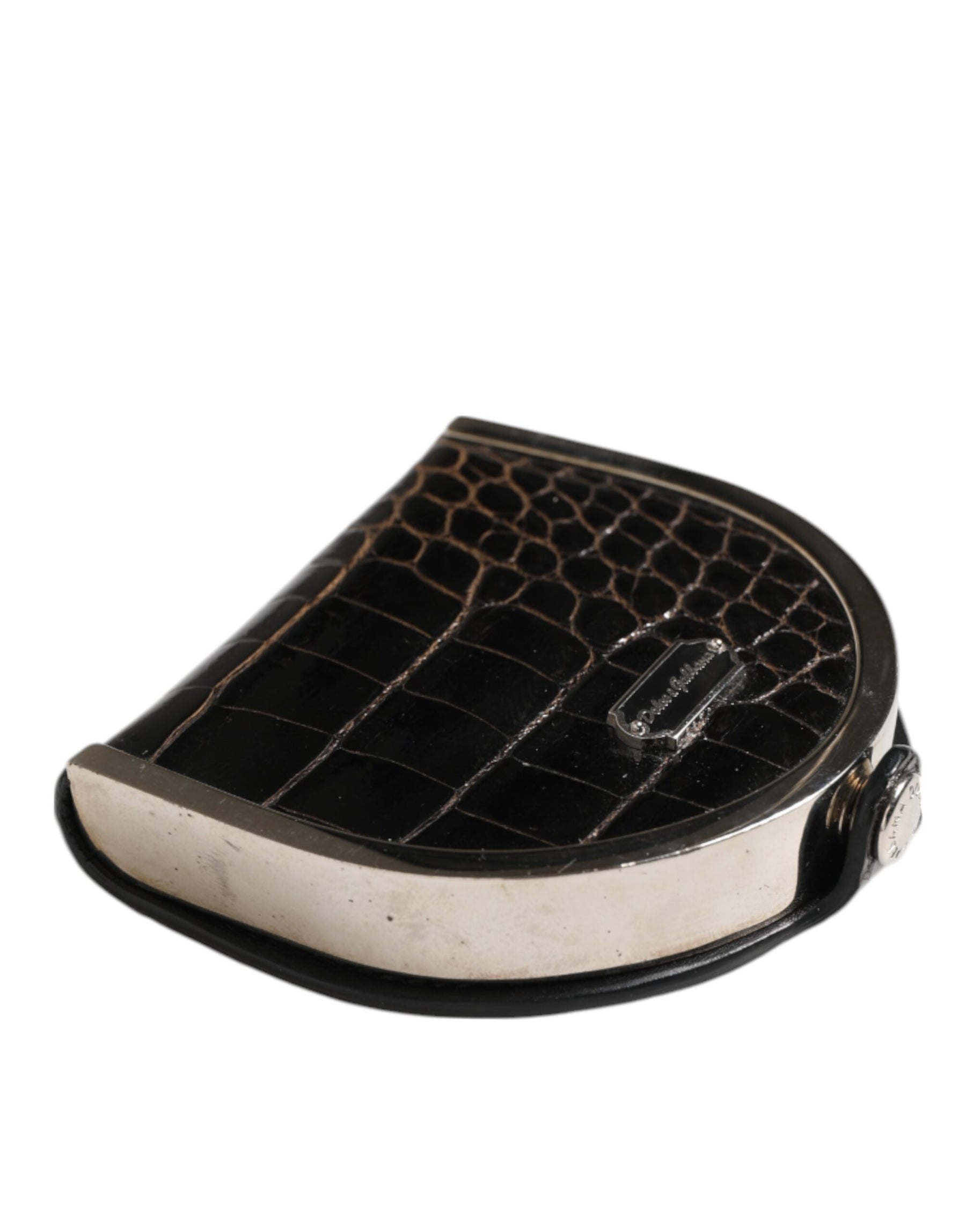 Dolce & Gabbana Black Polished Crocodile Leather Mens Coin Purse Wallet | Regal Royce